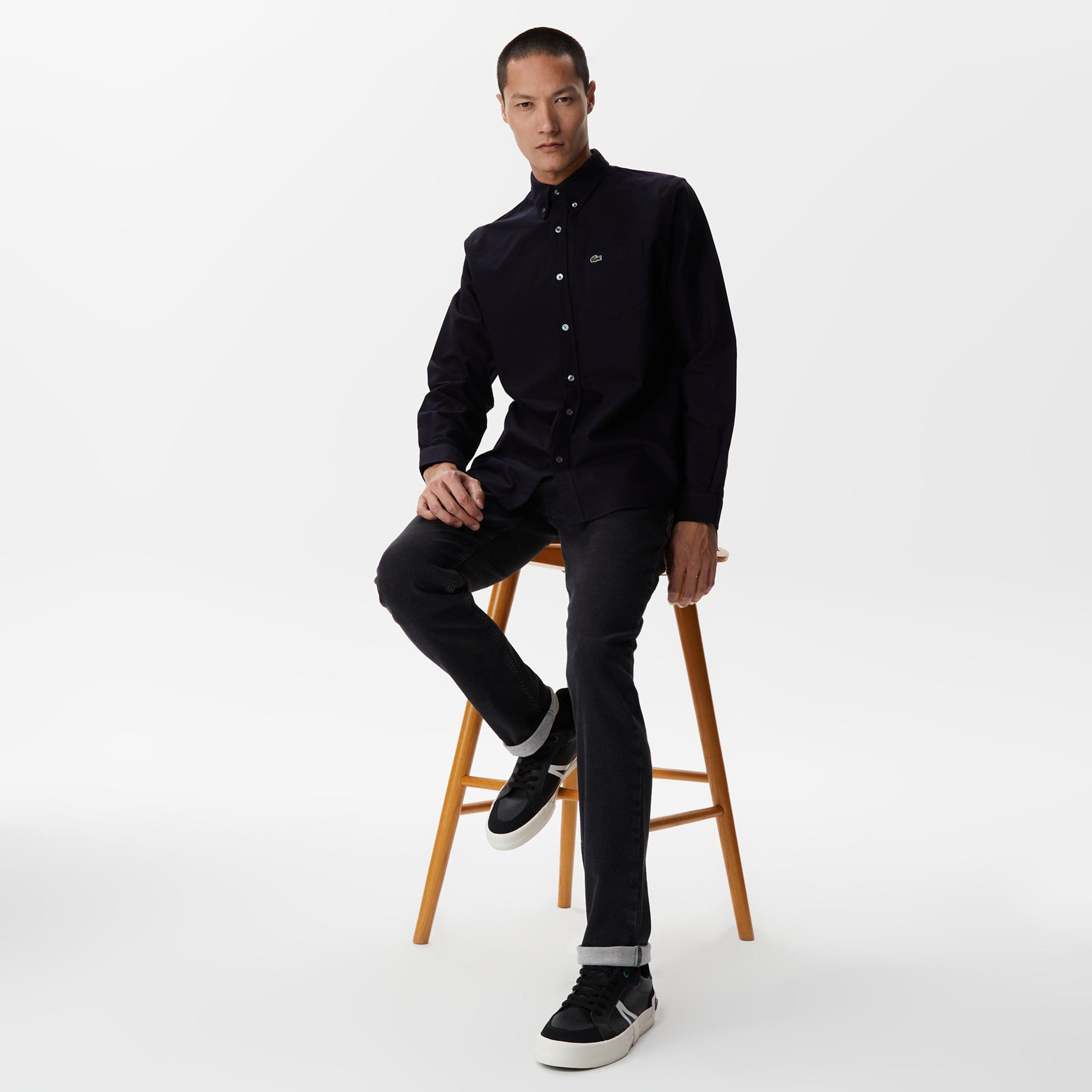 Lacoste Erkek Regular Fit Düğmeli Yaka Lacivert Gömlek