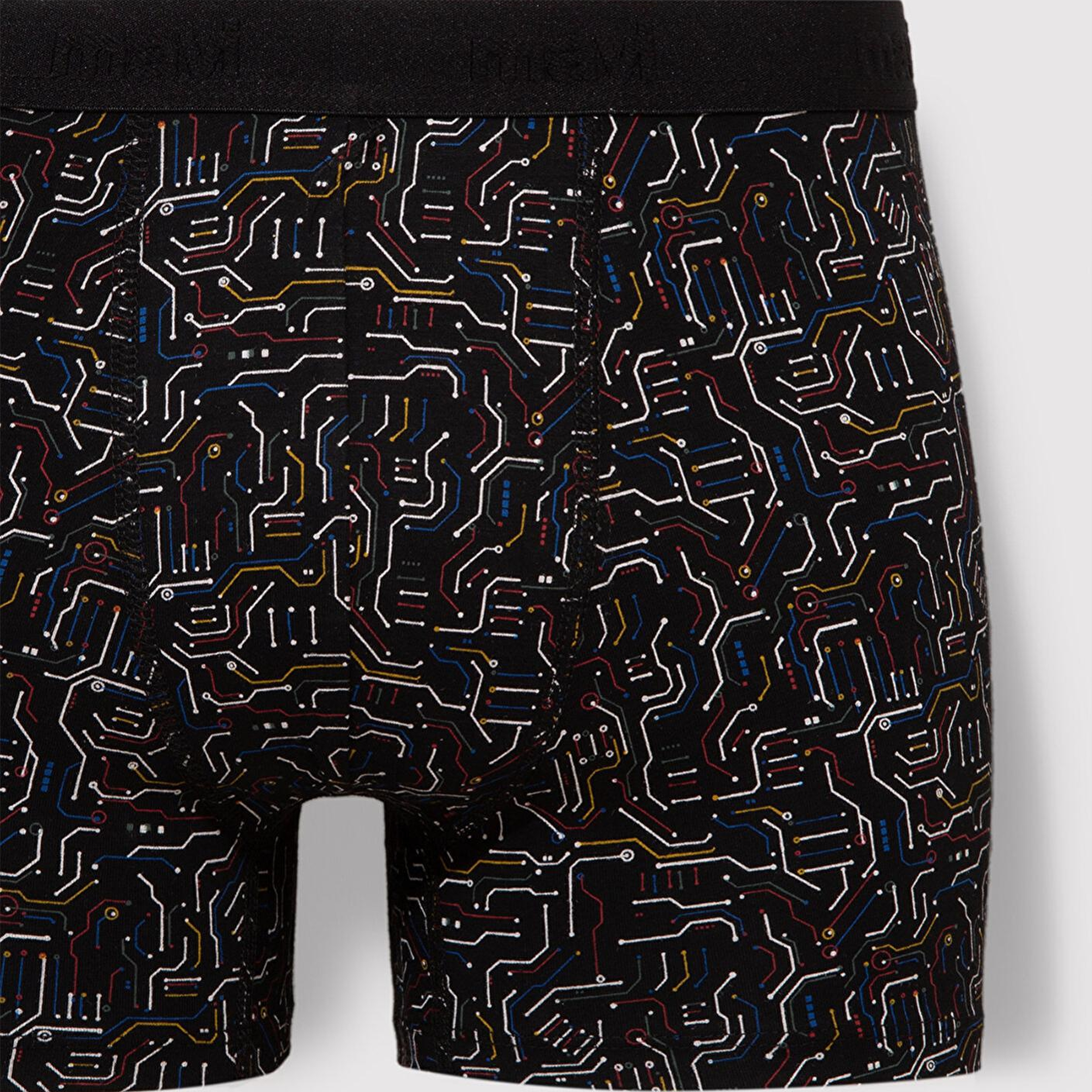 Mavi Baskılı Siyah Boxer 0910451-900