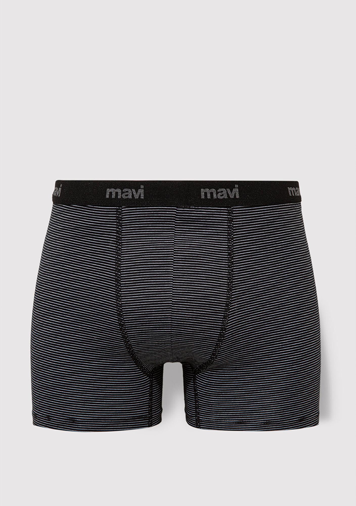 Mavi Çizgili Siyah Boxer 0910434-32174