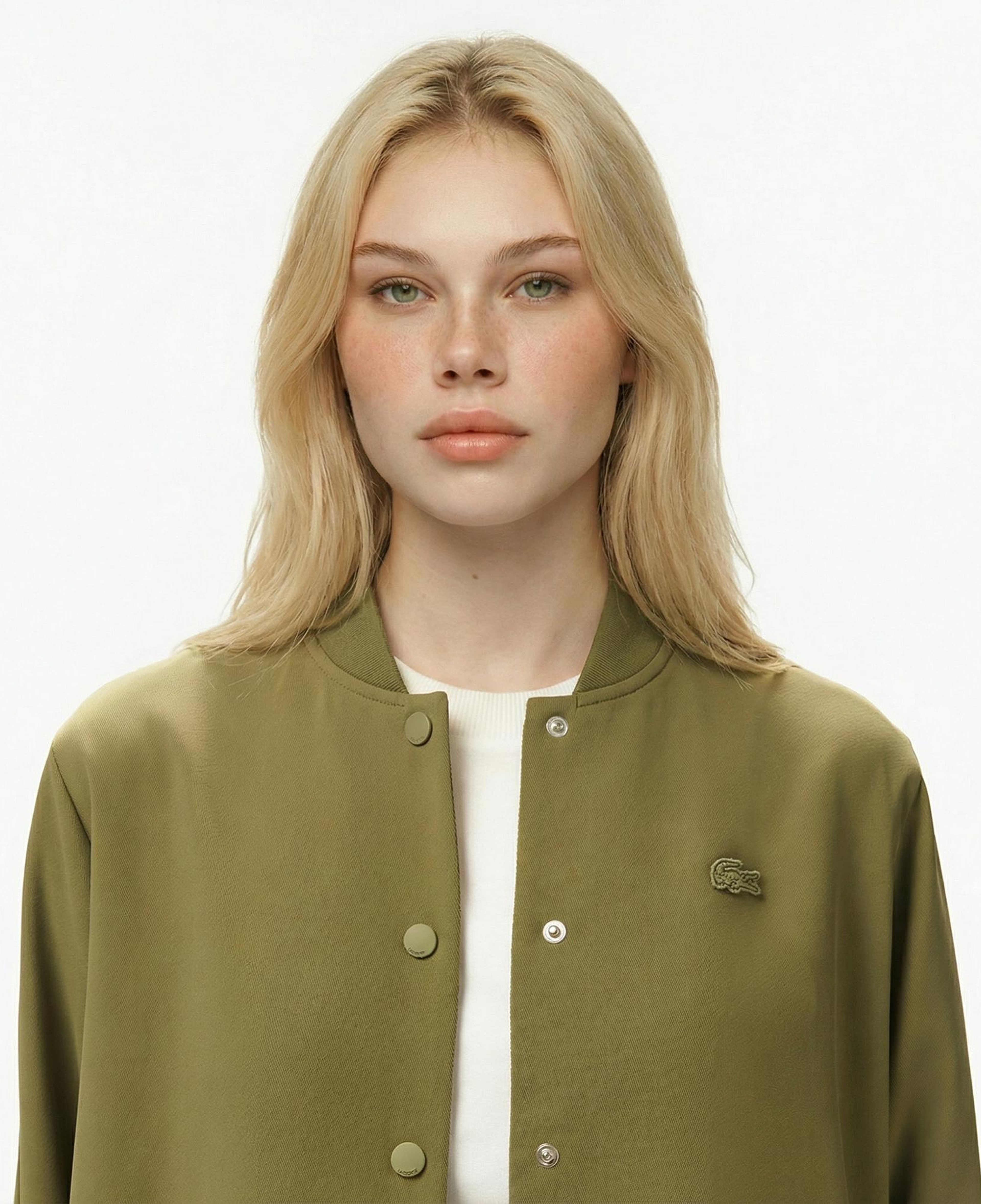 Lacoste Kadın Regular Fit Hakim Yaka Haki Gömlek