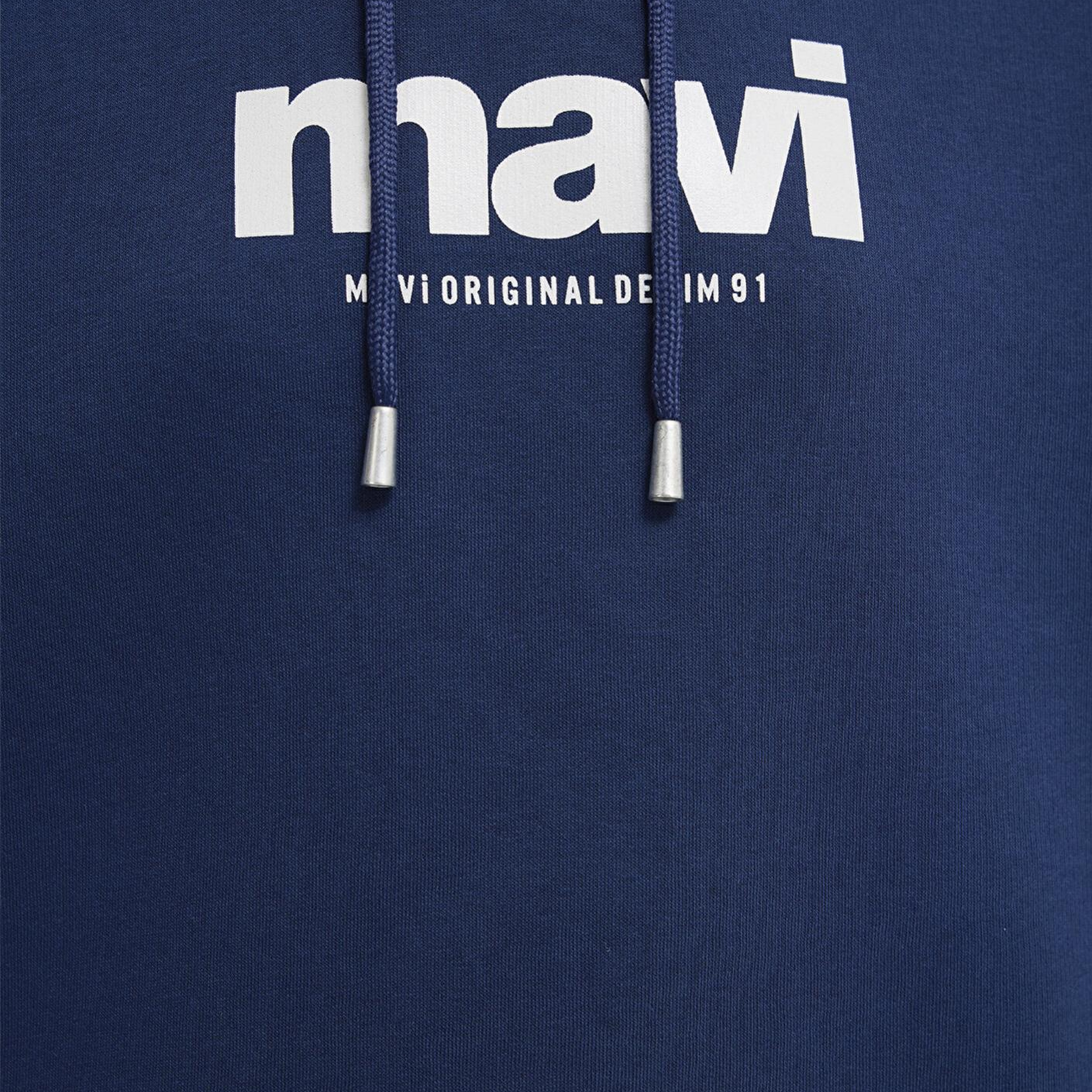 Mavi Mavi Logo Baskılı Kapüşonlu Lacivert Sweatshirt 168334-70488