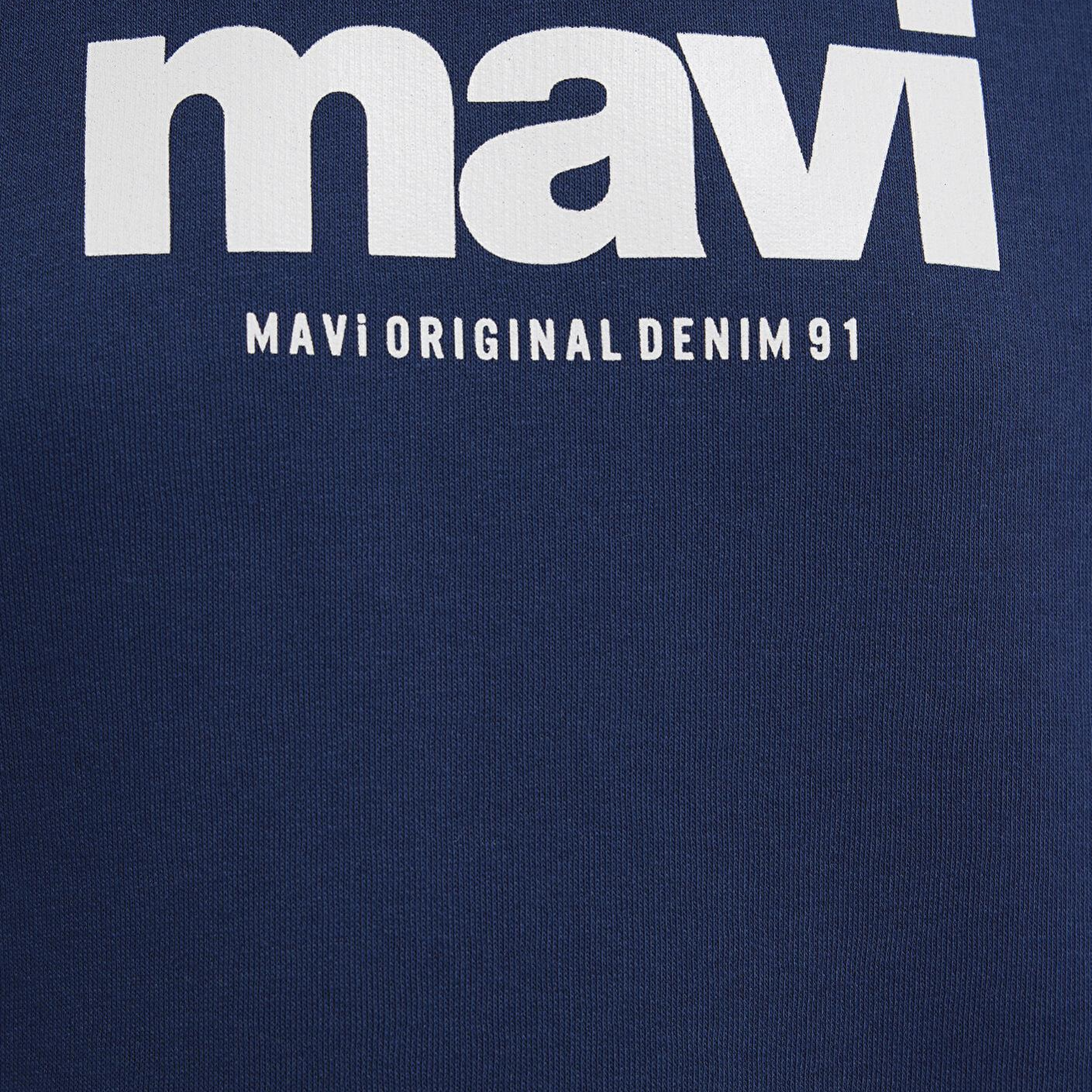Mavi Mavi Logo Baskılı Kapüşonlu Lacivert Sweatshirt 168334-70488