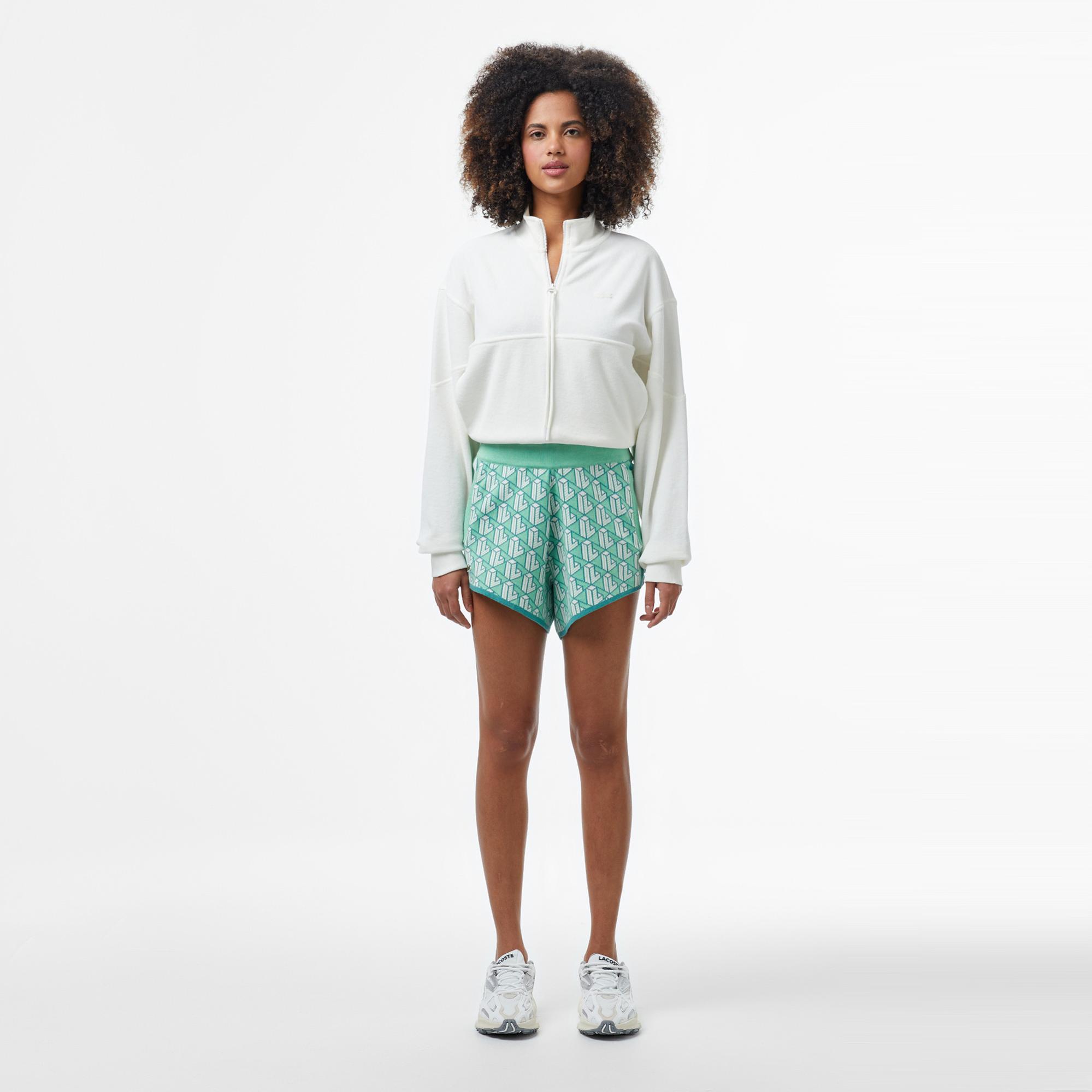 Lacoste Kadın Relaxed Fit Monogram Açık Yeşil Şort