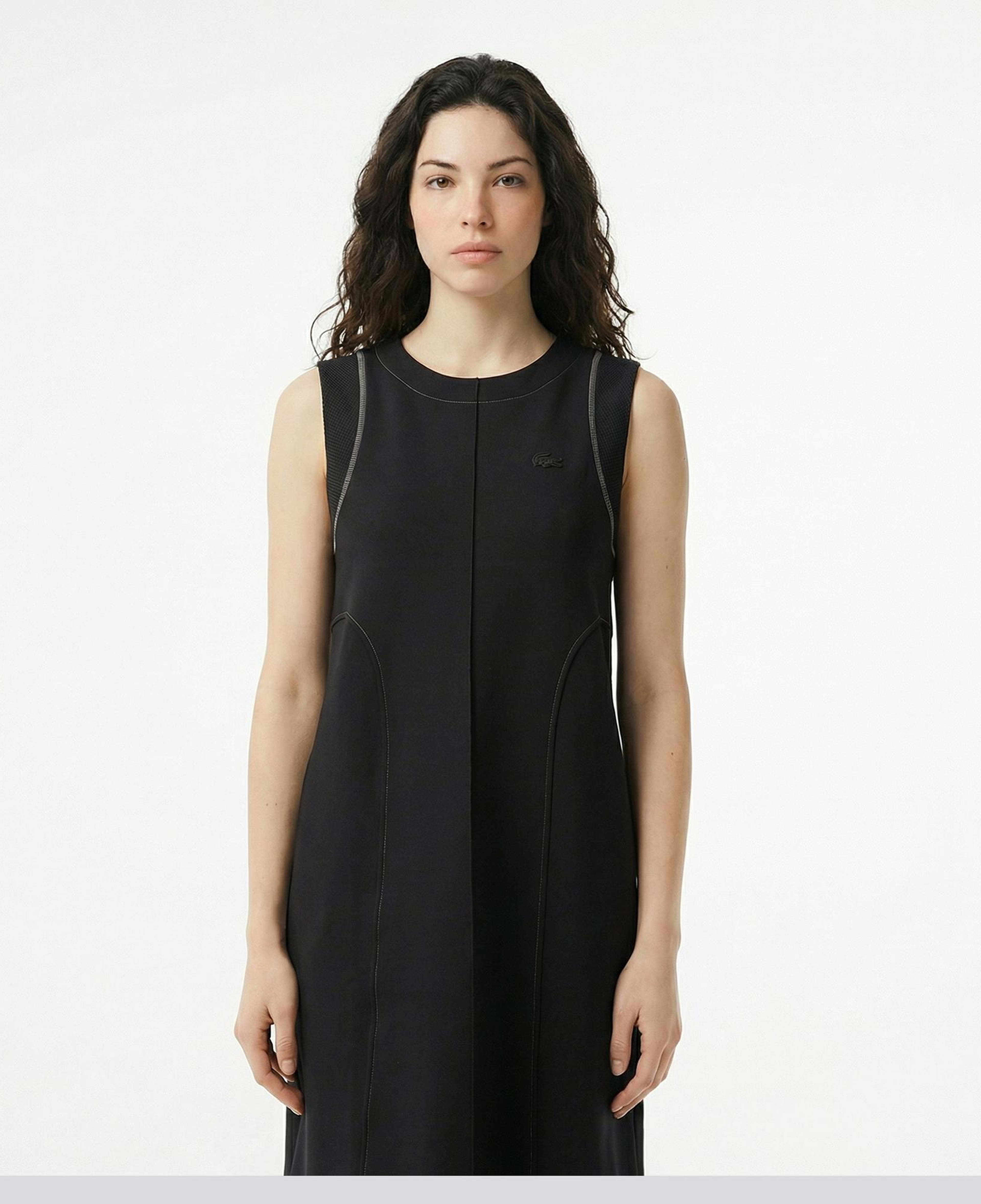 Lacoste Kadın Relaxed Fit Kolsuz Bisiklet Yaka Siyah Elbise