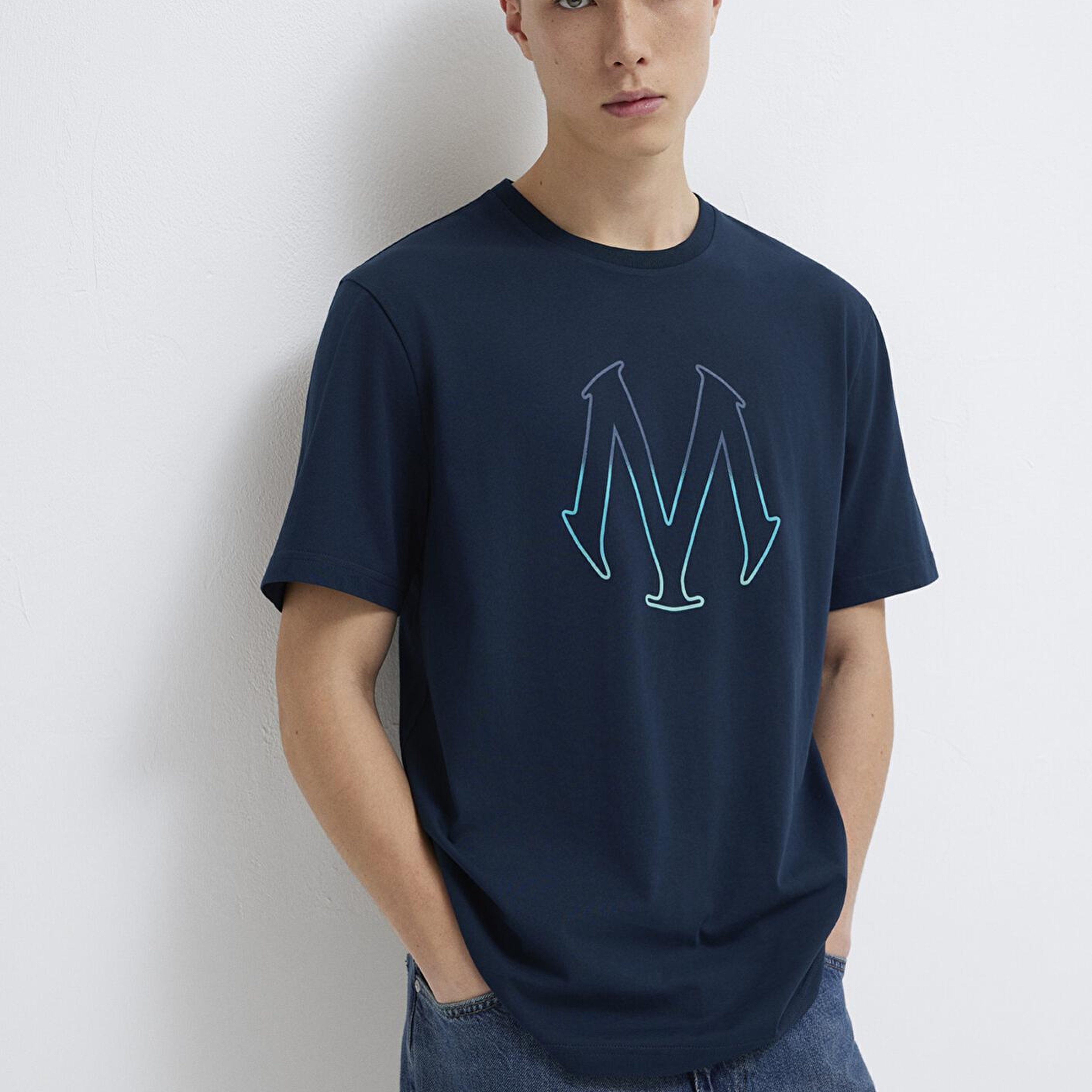 Mavi Mavi Logo Baskılı Lacivert Tişört Regular Fit / Normal Kesim 0610635-70490