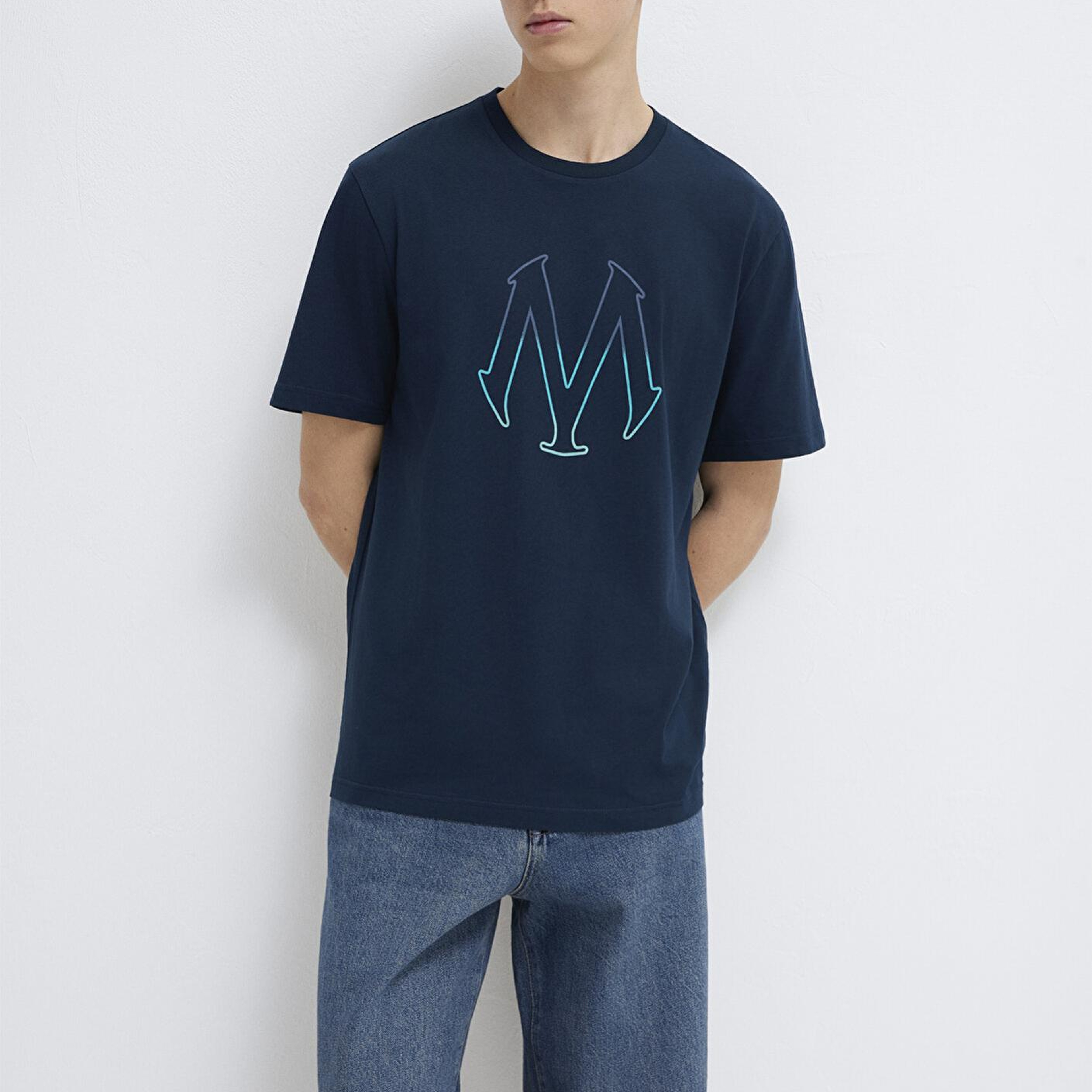 Mavi Mavi Logo Baskılı Lacivert Tişört Regular Fit / Normal Kesim 0610635-70490