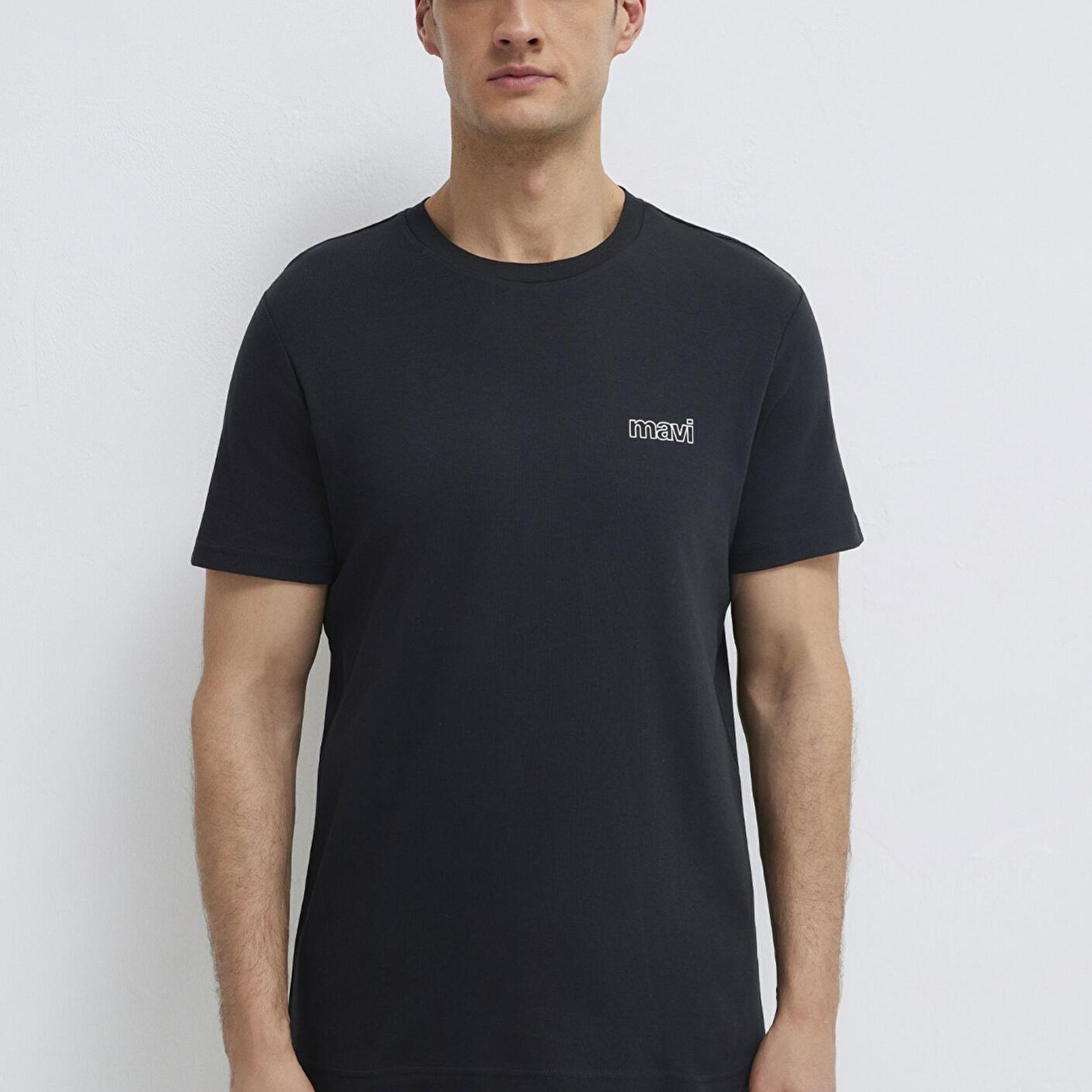 Mavi Mavi Logo Baskılı Siyah İnterlok Tişört Slim Fit / Dar Kesim 0610360-900