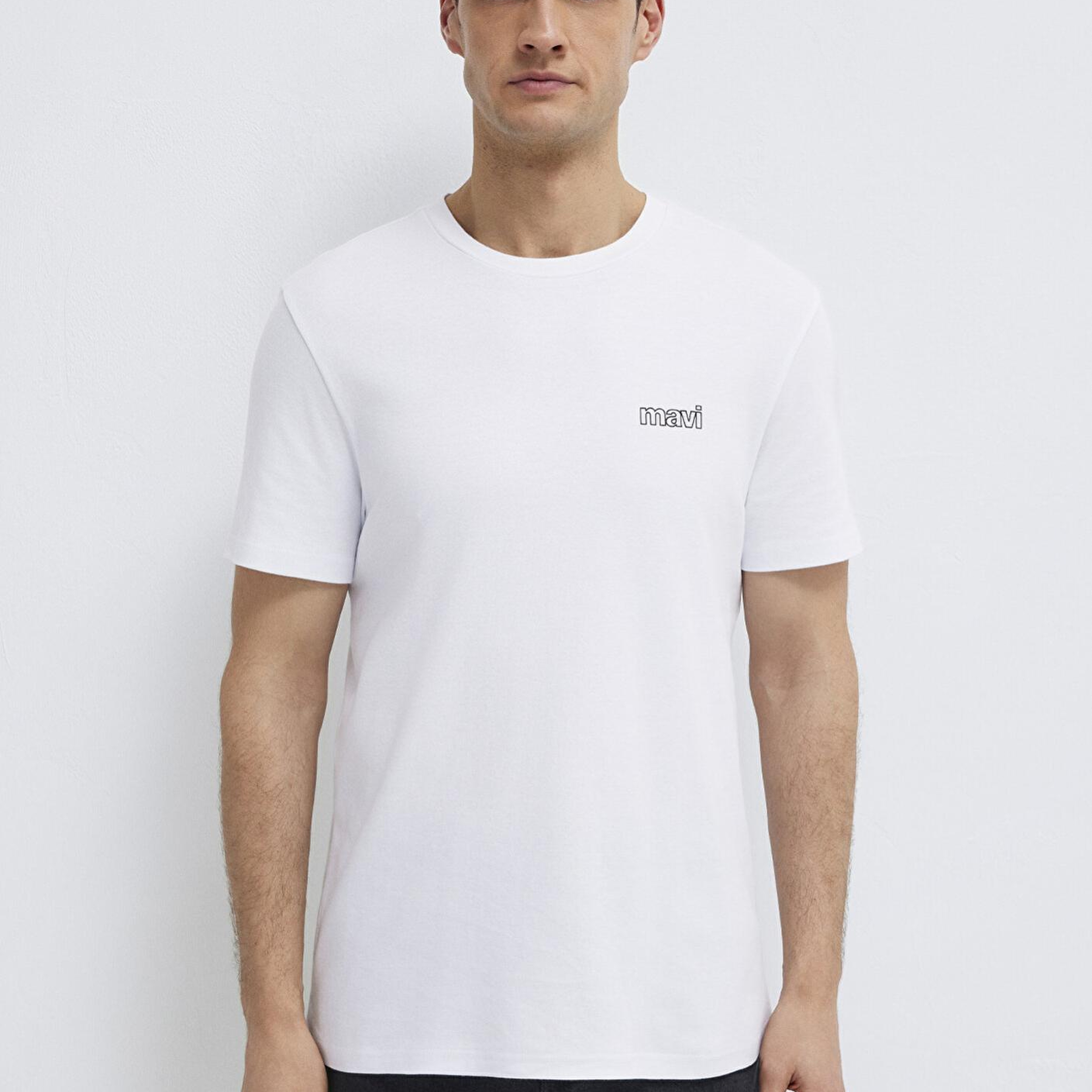 Mavi Mavi Logo Baskılı Beyaz İnterlok Tişört Slim Fit / Dar Kesim 0610360-620