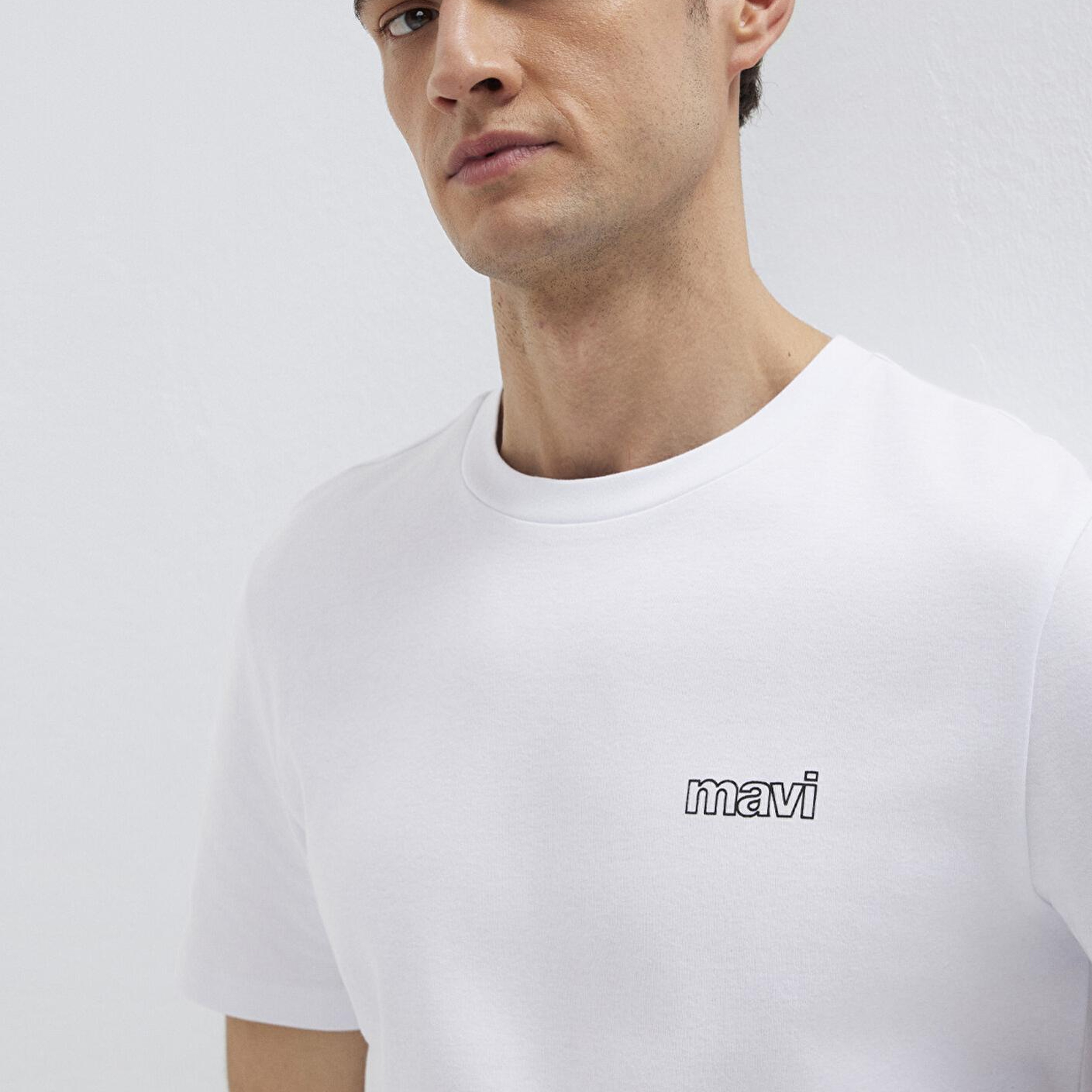 Mavi Mavi Logo Baskılı Beyaz İnterlok Tişört Slim Fit / Dar Kesim 0610360-620