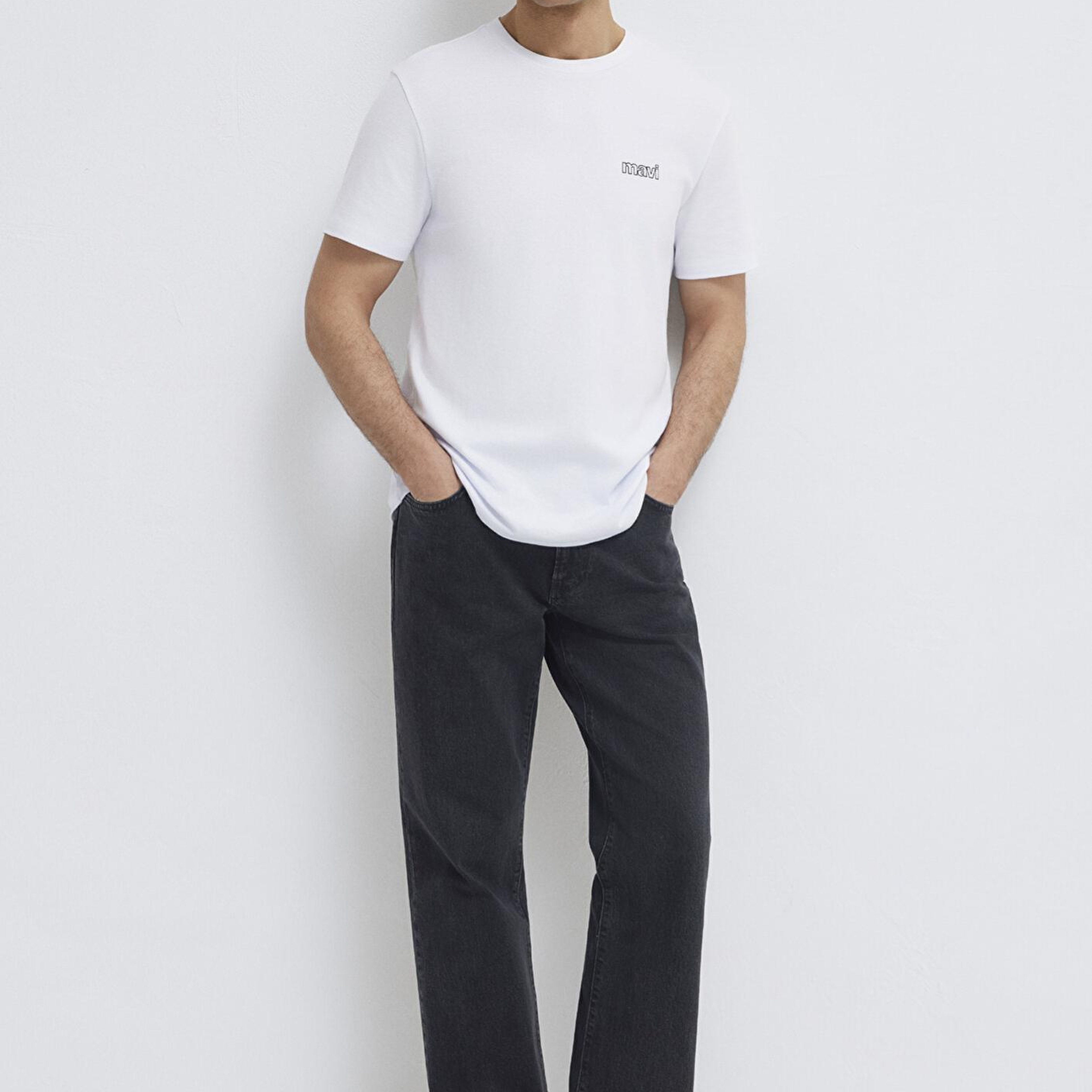 Mavi Mavi Logo Baskılı Beyaz İnterlok Tişört Slim Fit / Dar Kesim 0610360-620