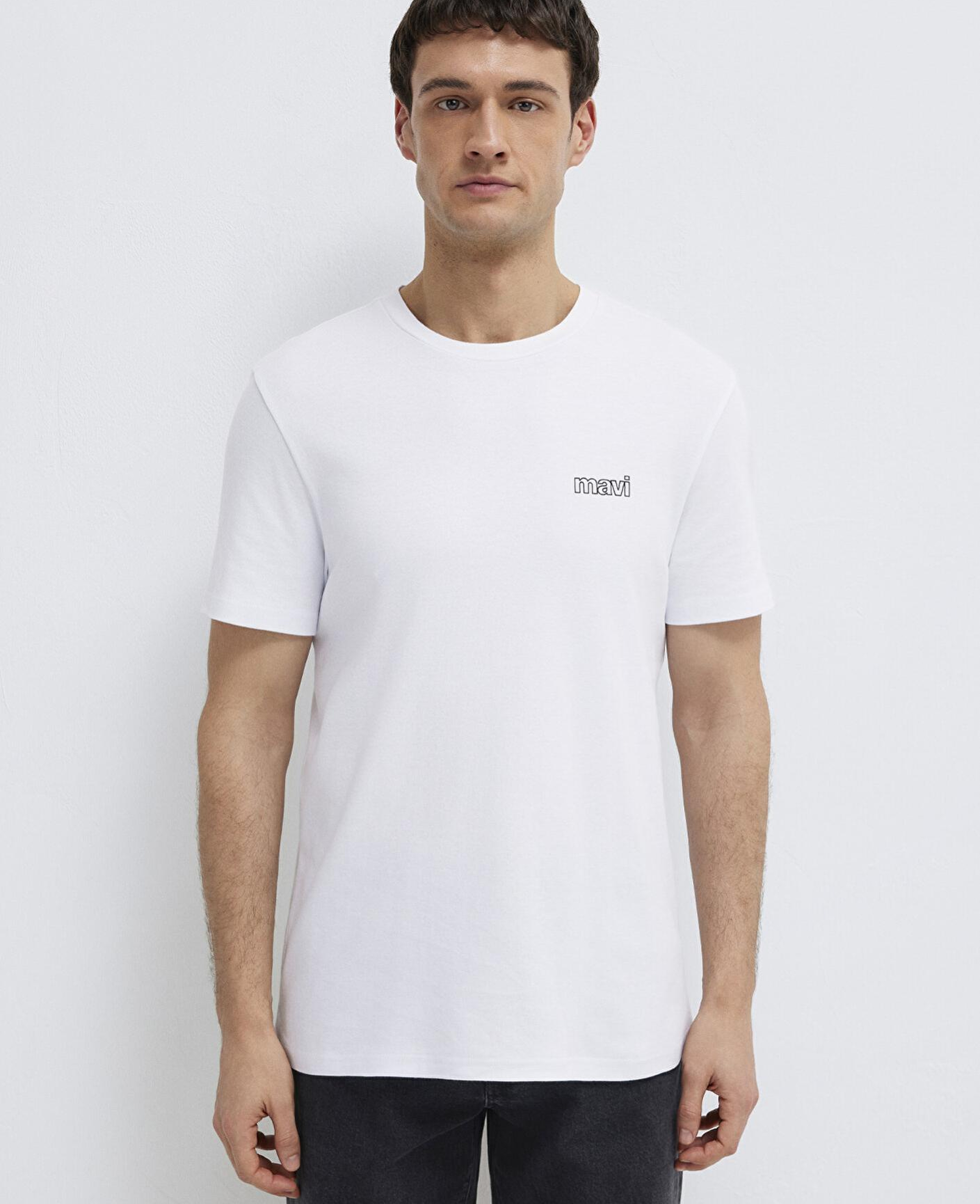 Mavi Mavi Logo Baskılı Beyaz İnterlok Tişört Slim Fit / Dar Kesim 0610360-620