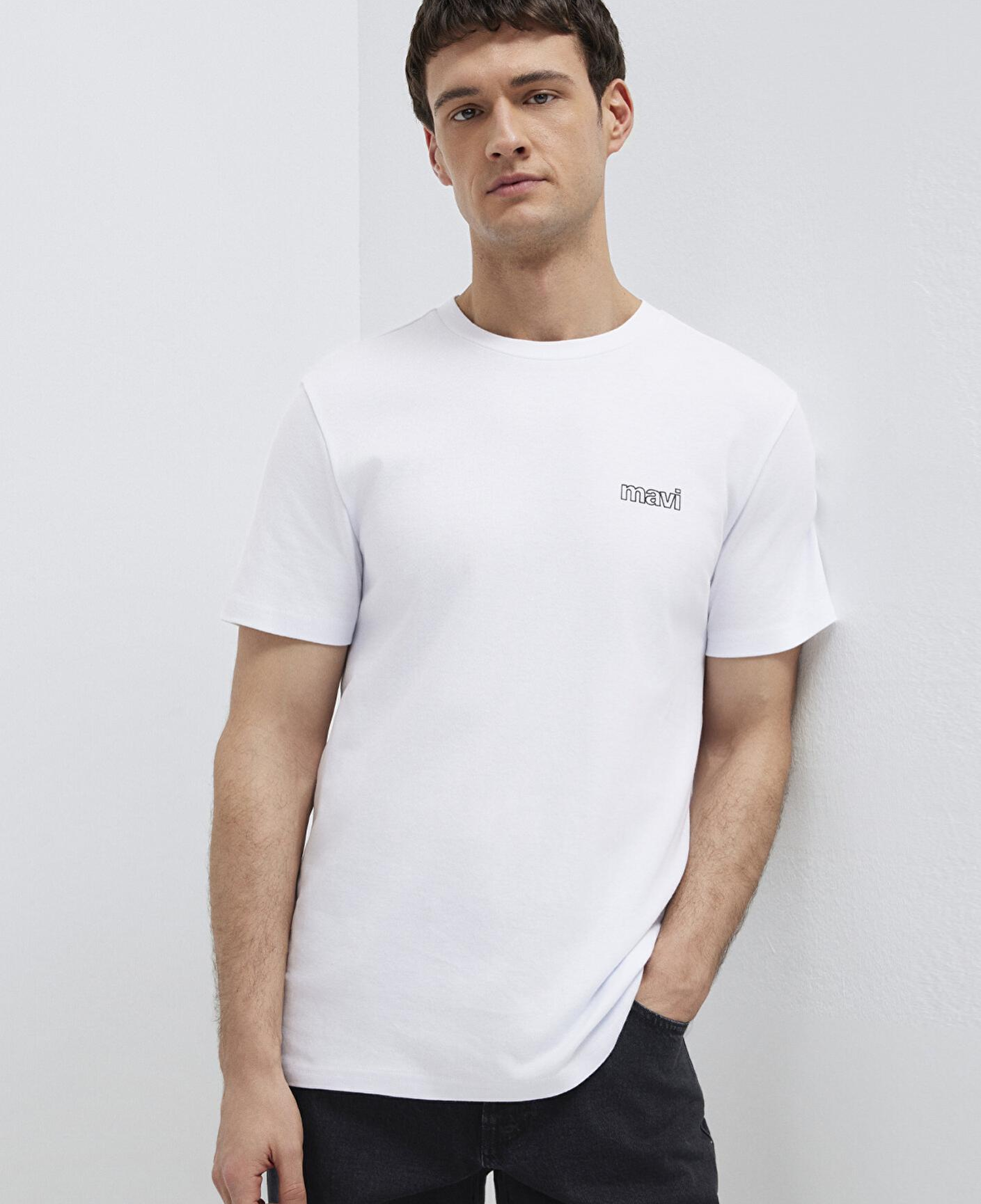 Mavi Mavi Logo Baskılı Beyaz İnterlok Tişört Slim Fit / Dar Kesim 0610360-620