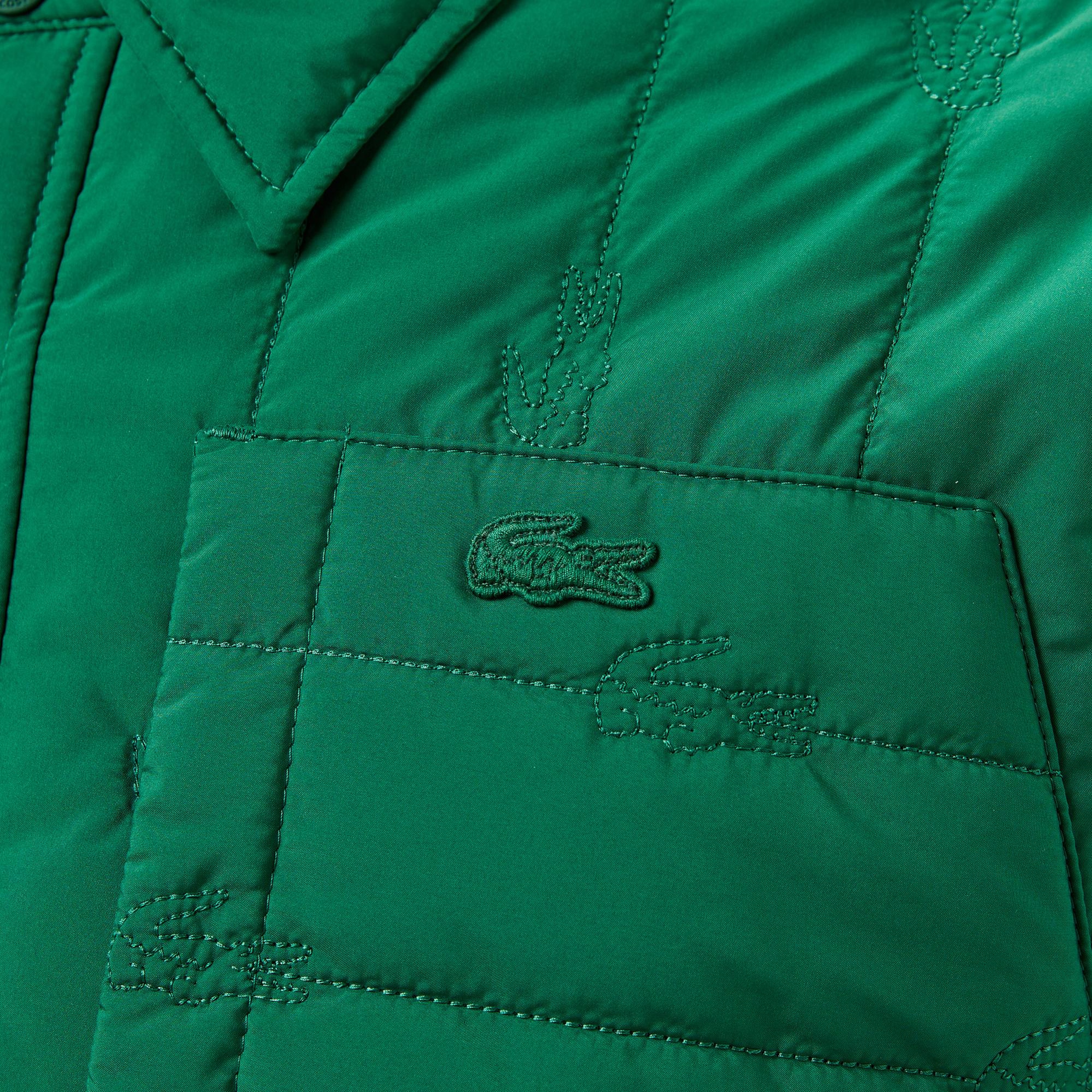 Lacoste Erkek Relaxed Fit Gömlek Yaka Desenli Yeşil Ceket