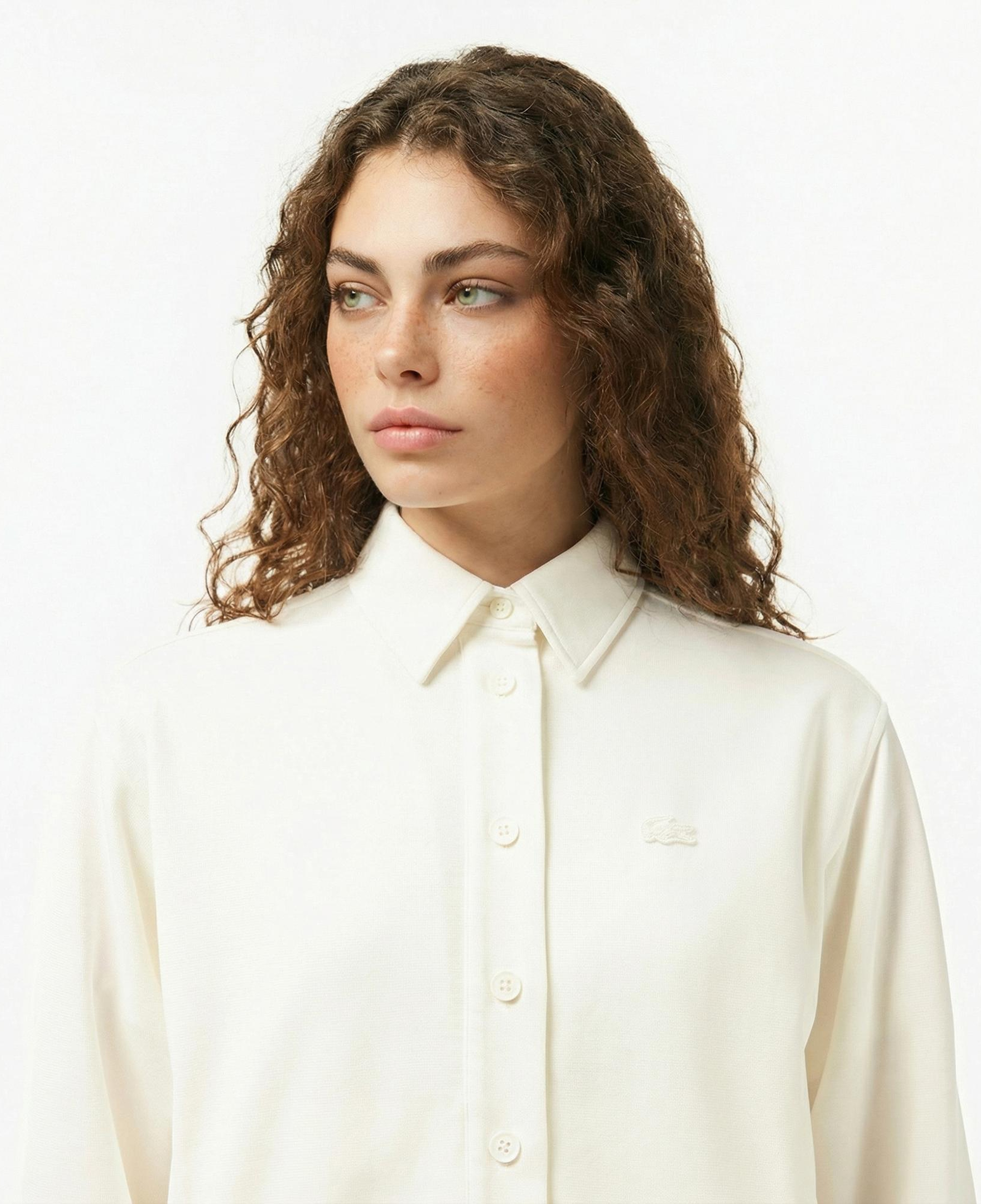 Lacoste Kadın Regular Fit Beyaz Gömlek