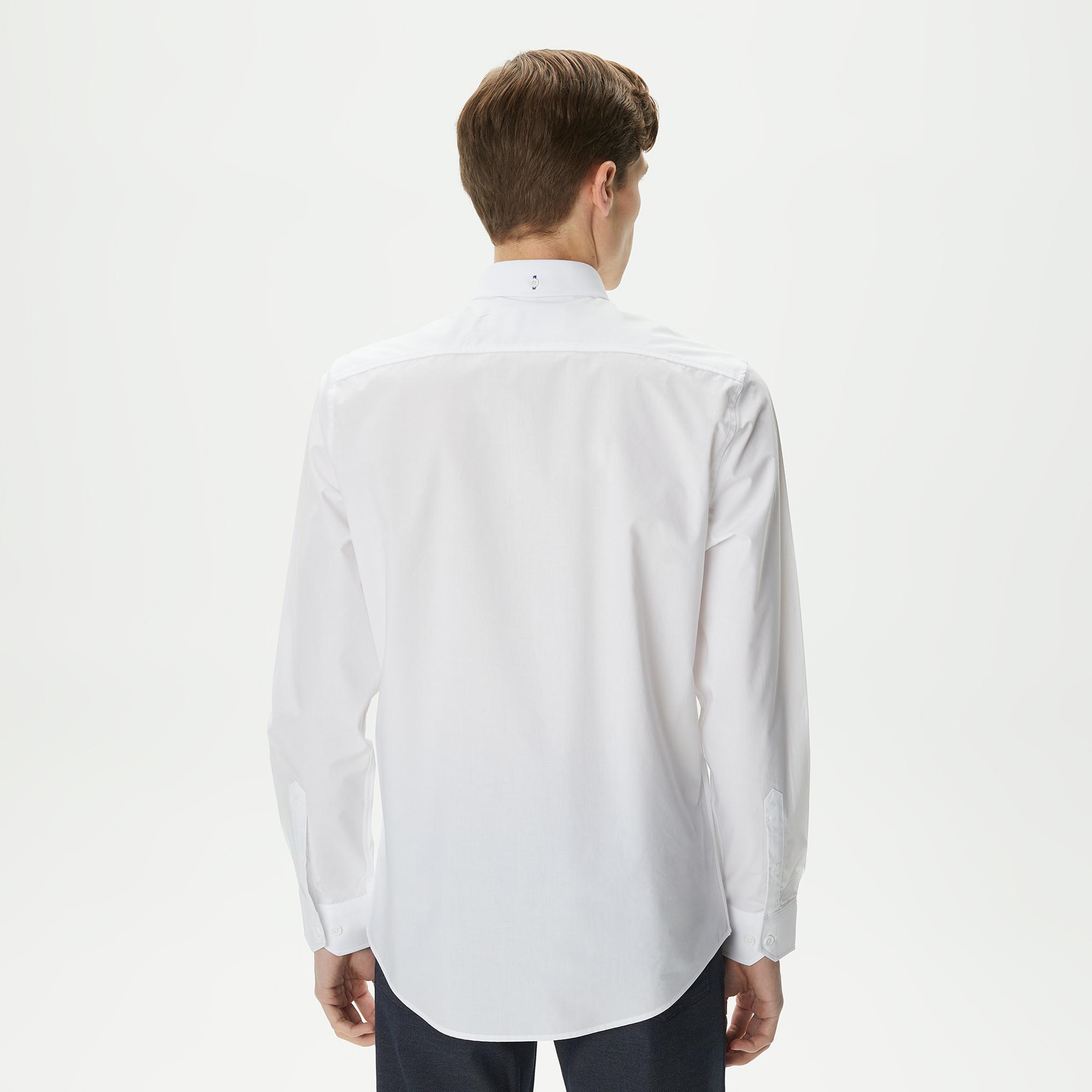 Lacoste Erkek Slim Fit Düğmeli Yaka Beyaz Gömlek