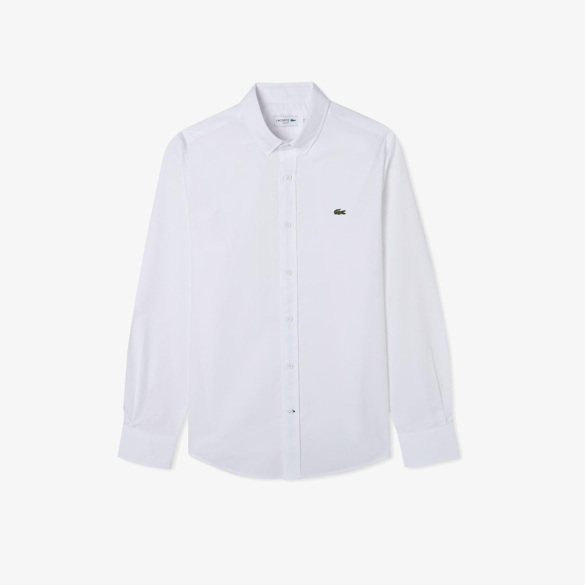 Lacoste Erkek Slim Fit Düğmeli Yaka Beyaz Gömlek