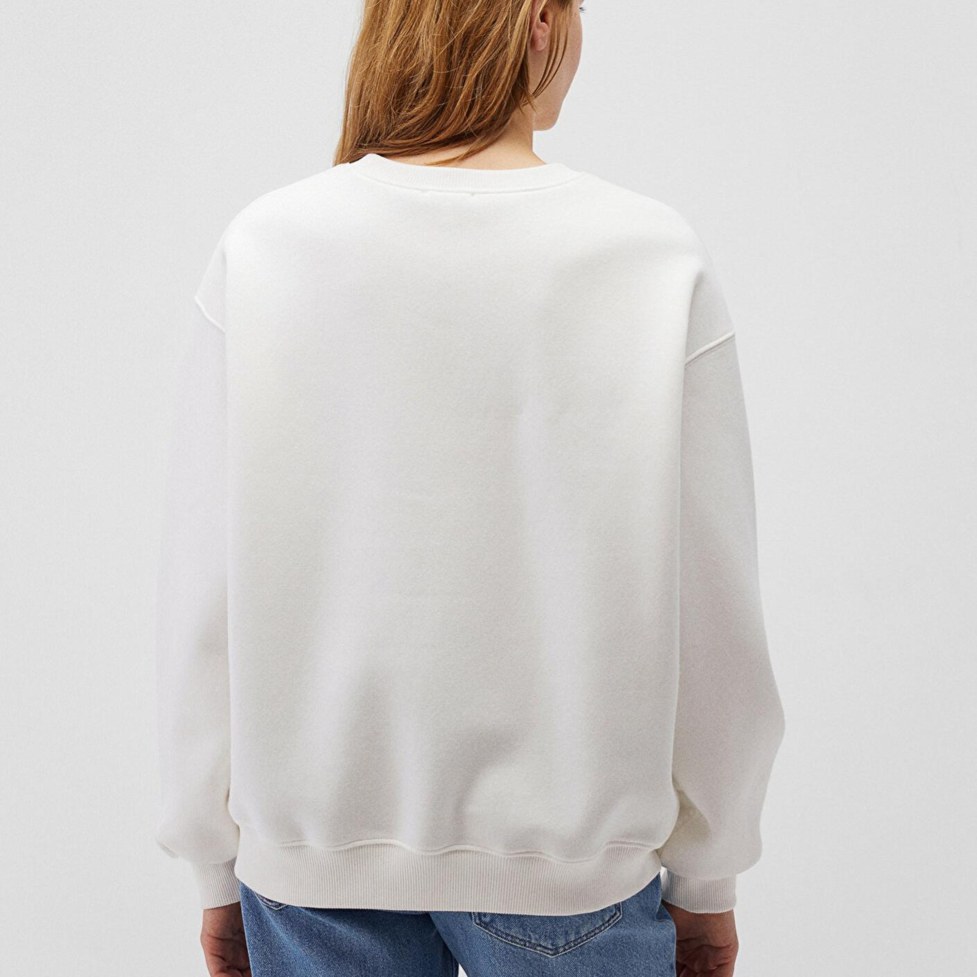 Mavi Bisiklet Yaka Beyaz Basic Sweatshirt 1610198-70057