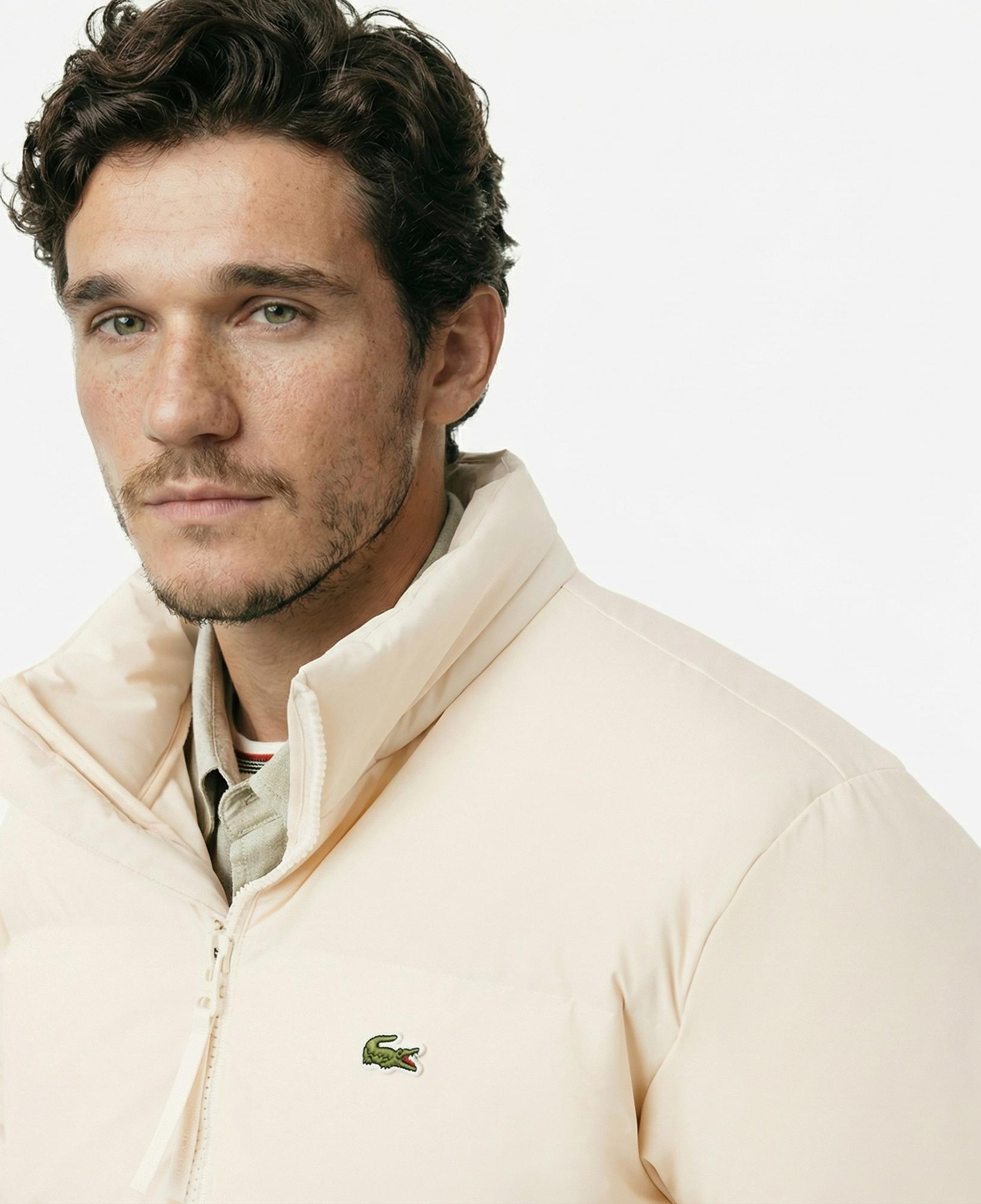 Lacoste Erkek Relaxed Fit Kapüşonlu Krem Mont