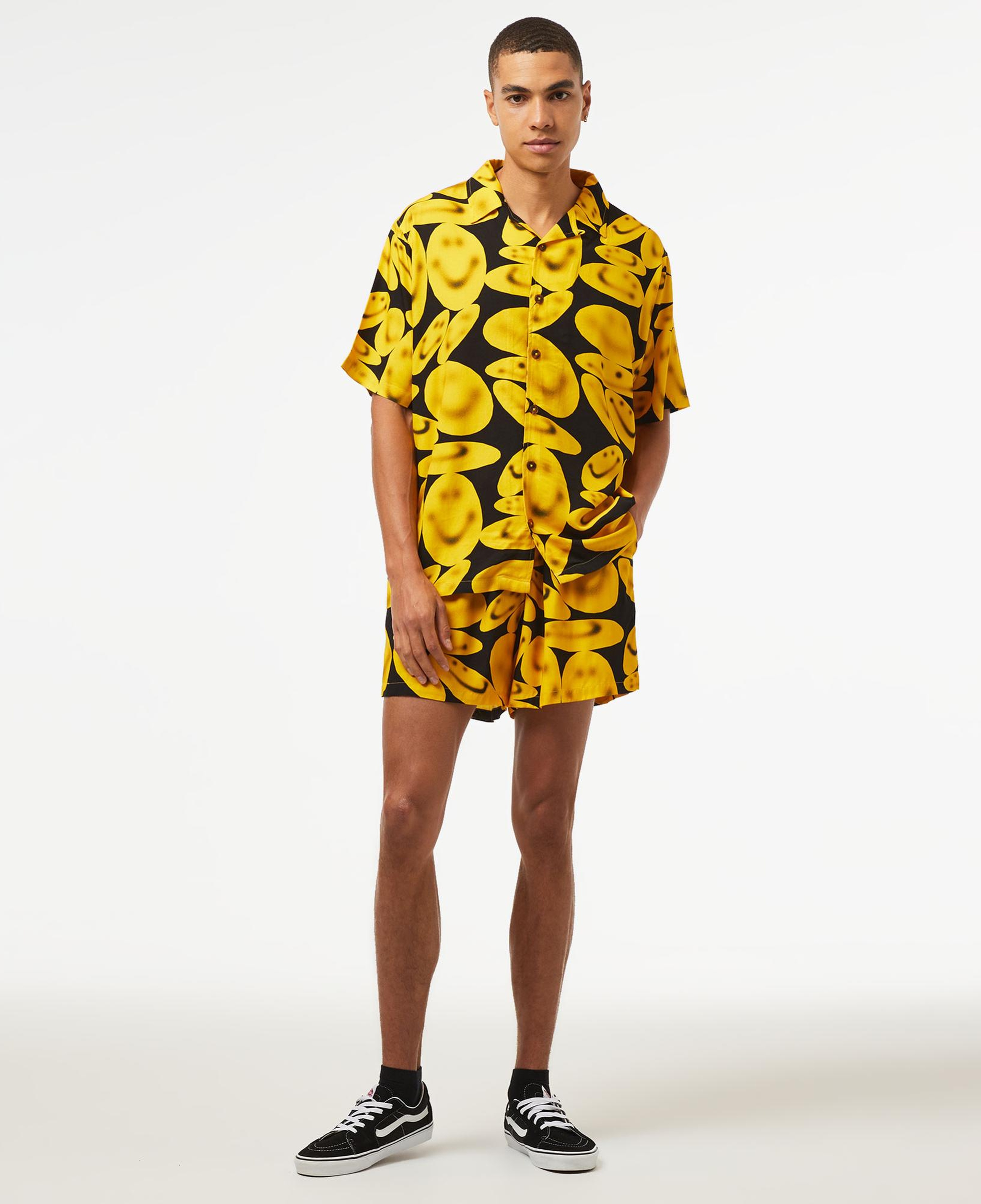 Market Smiley Afterhours Ss Button Up Erkek Siyah Gömlek