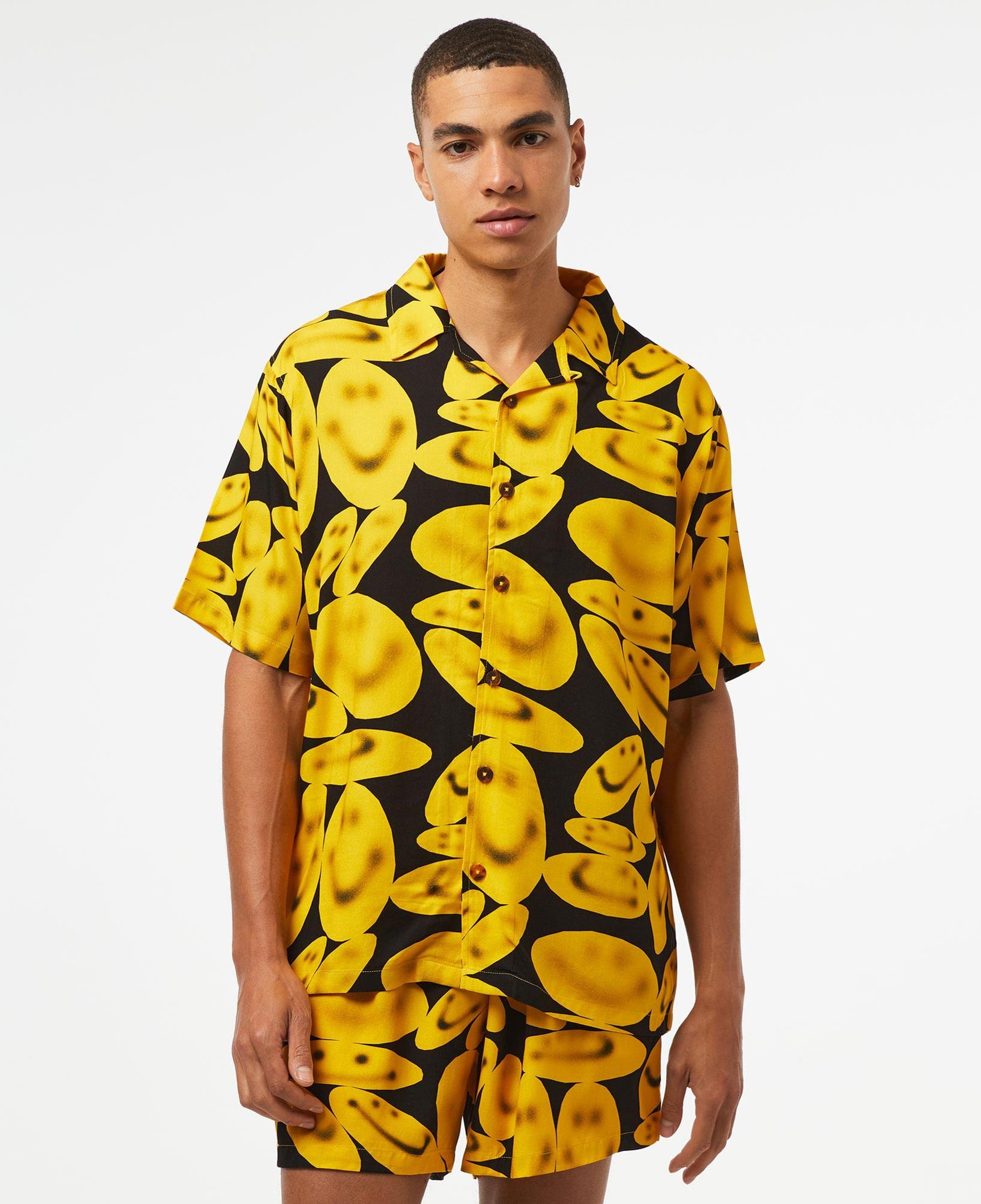 Market Smiley Afterhours Ss Button Up Erkek Siyah Gömlek