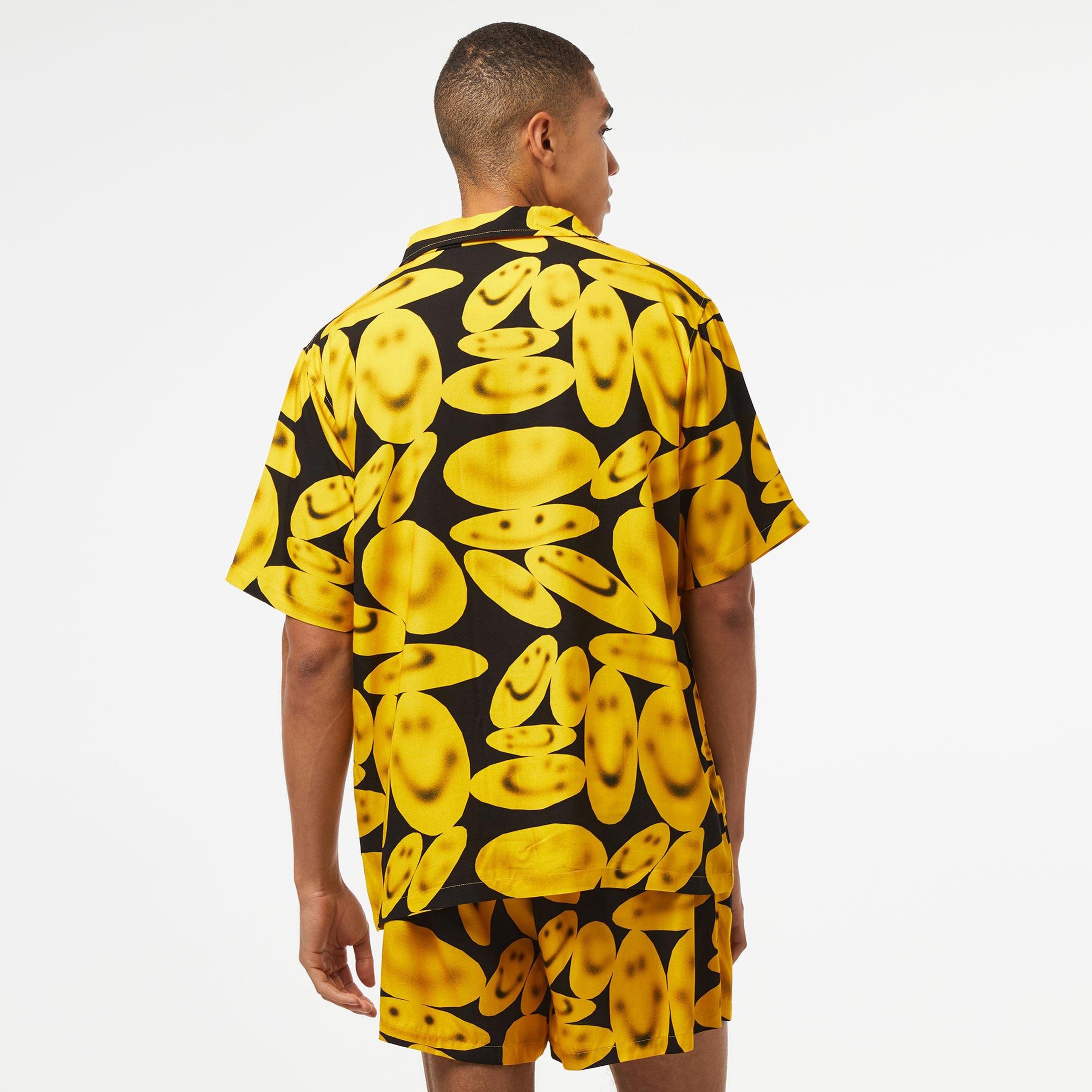 Market Smiley Afterhours Ss Button Up Erkek Siyah Gömlek