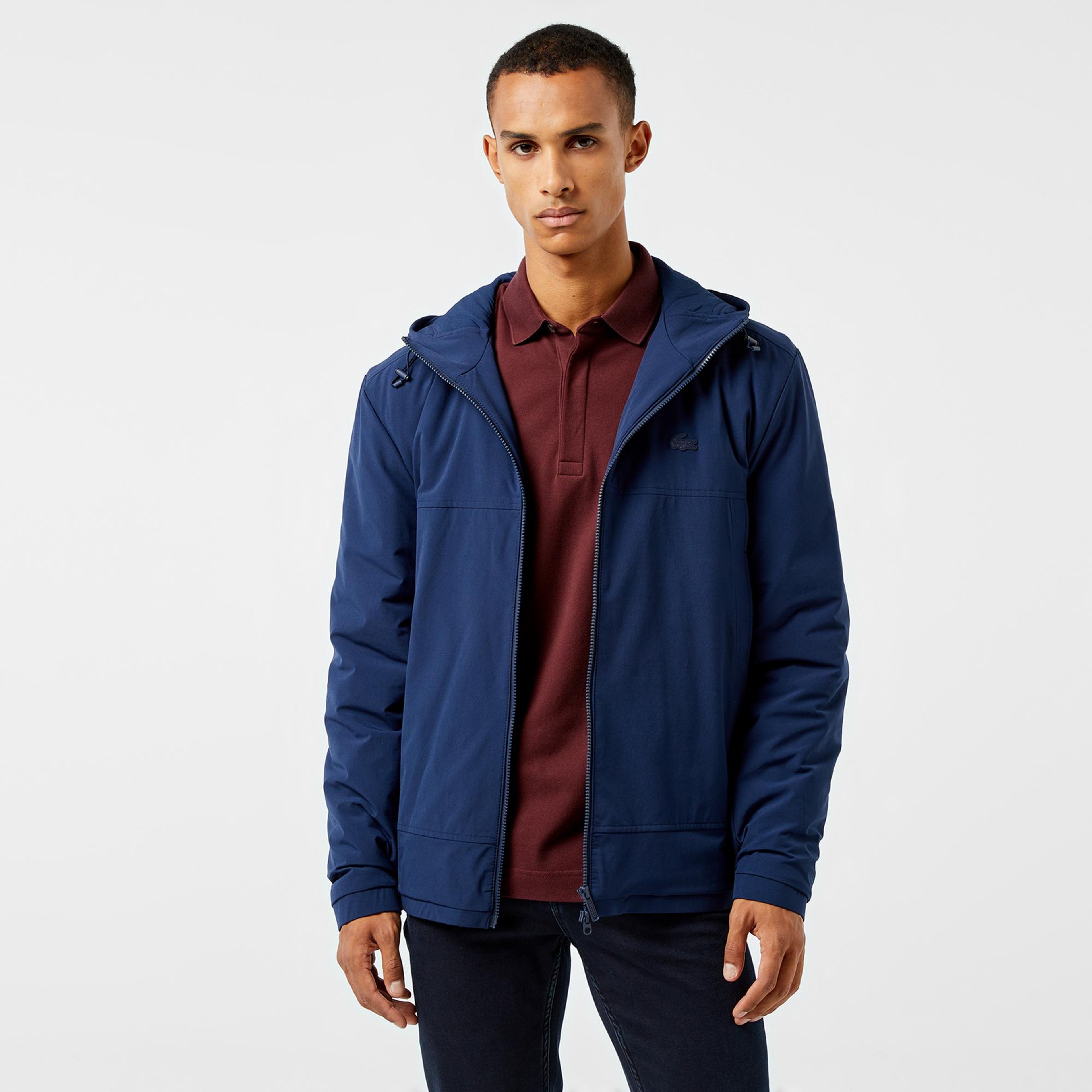 Lacoste Erkek Relaxed Fit Kapüşonlu Lacivert Yağmurluk