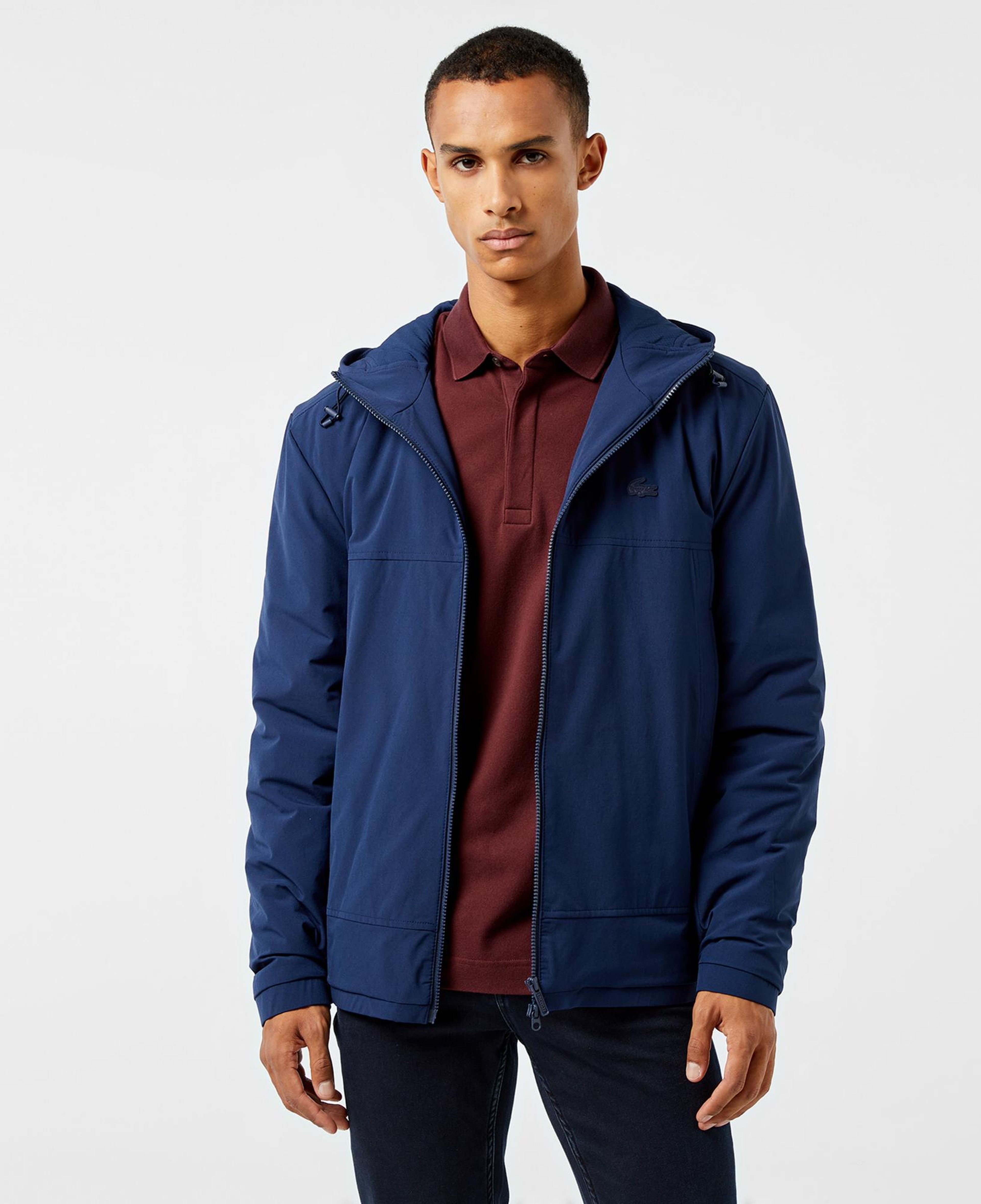Lacoste Erkek Relaxed Fit Kapüşonlu Lacivert Yağmurluk