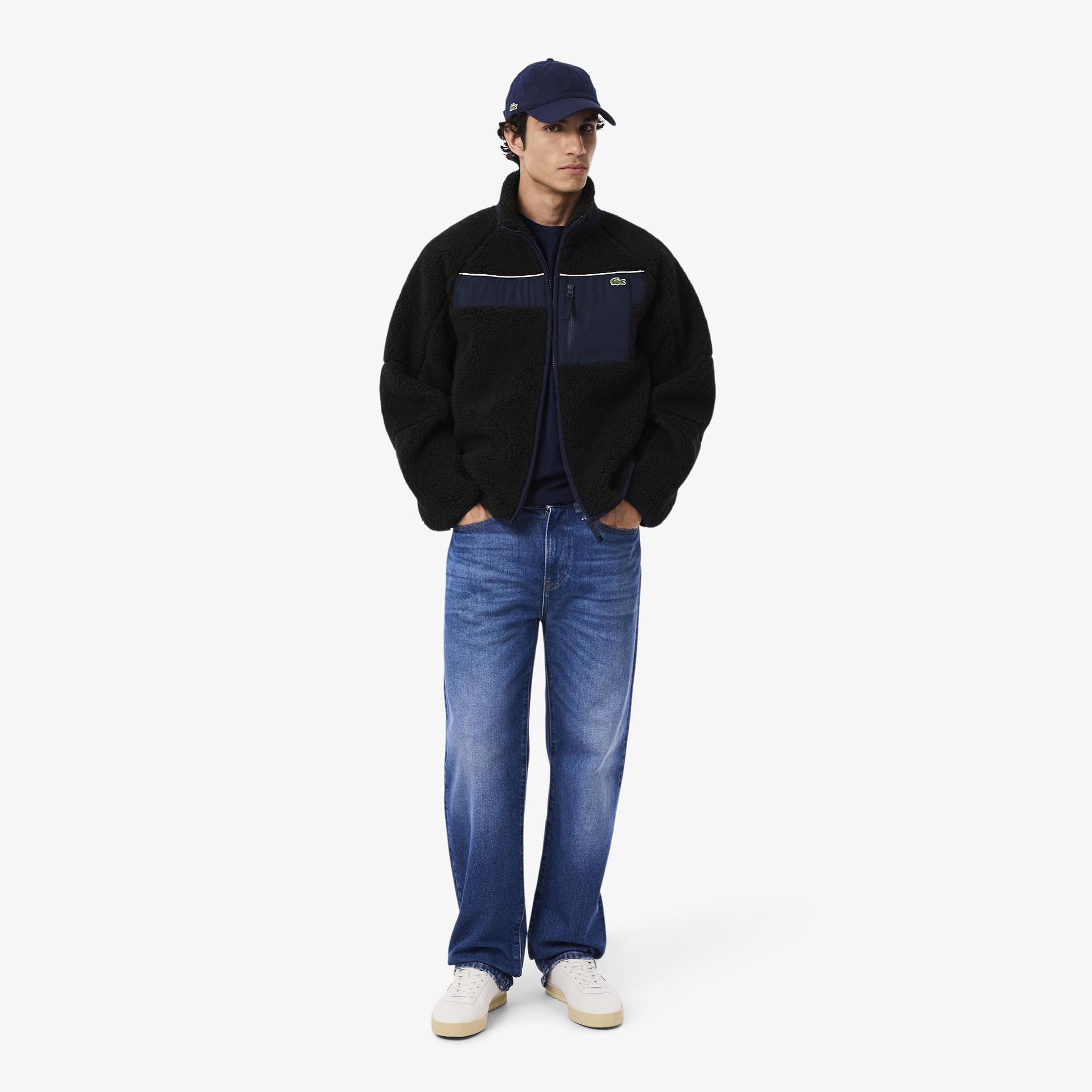Lacoste Erkek Regular Fit Fermuarlı Renk Bloklu Siyah Mont