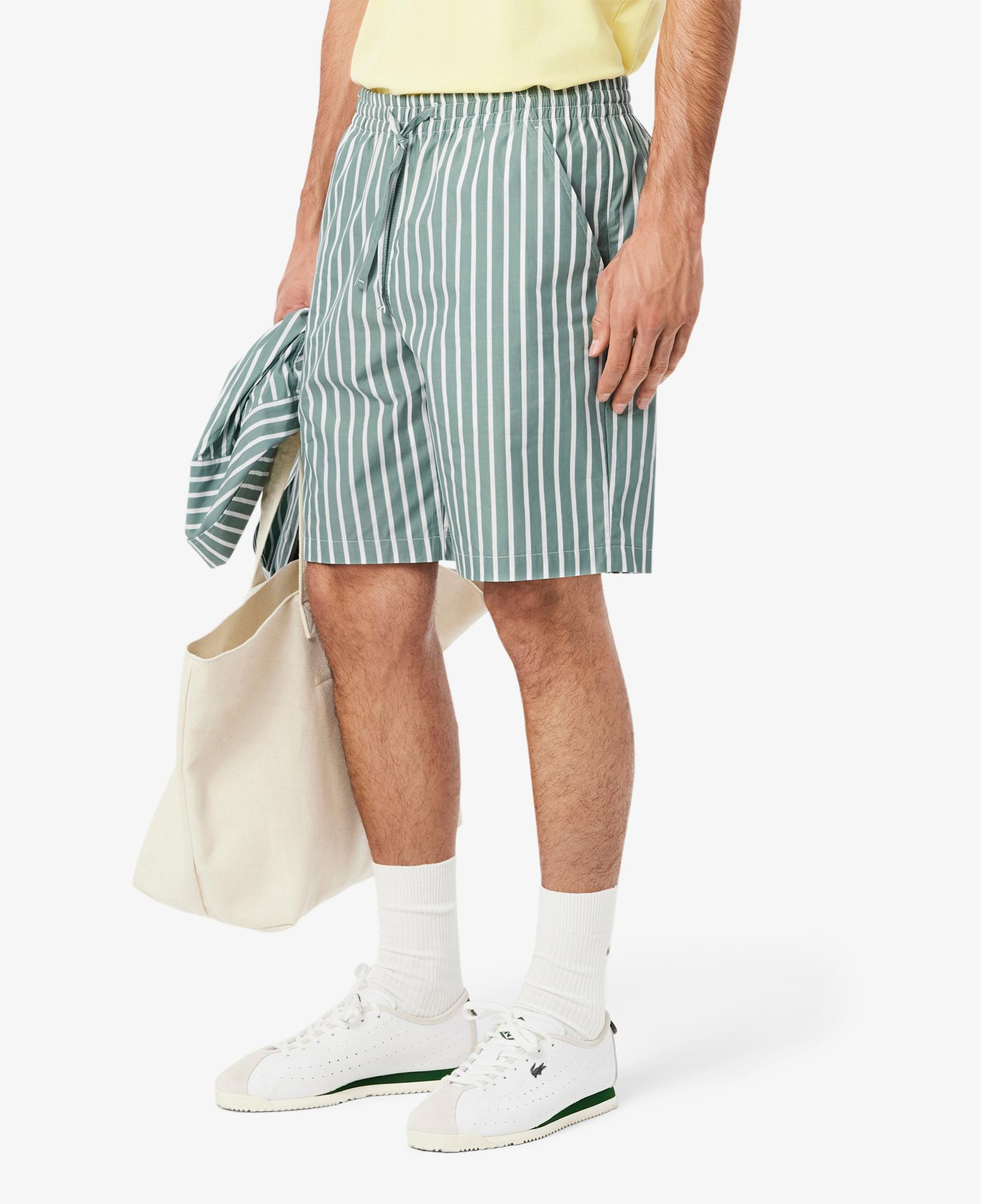 Lacoste Erkek Relaxed Fit Çizgili Yeşil Şort