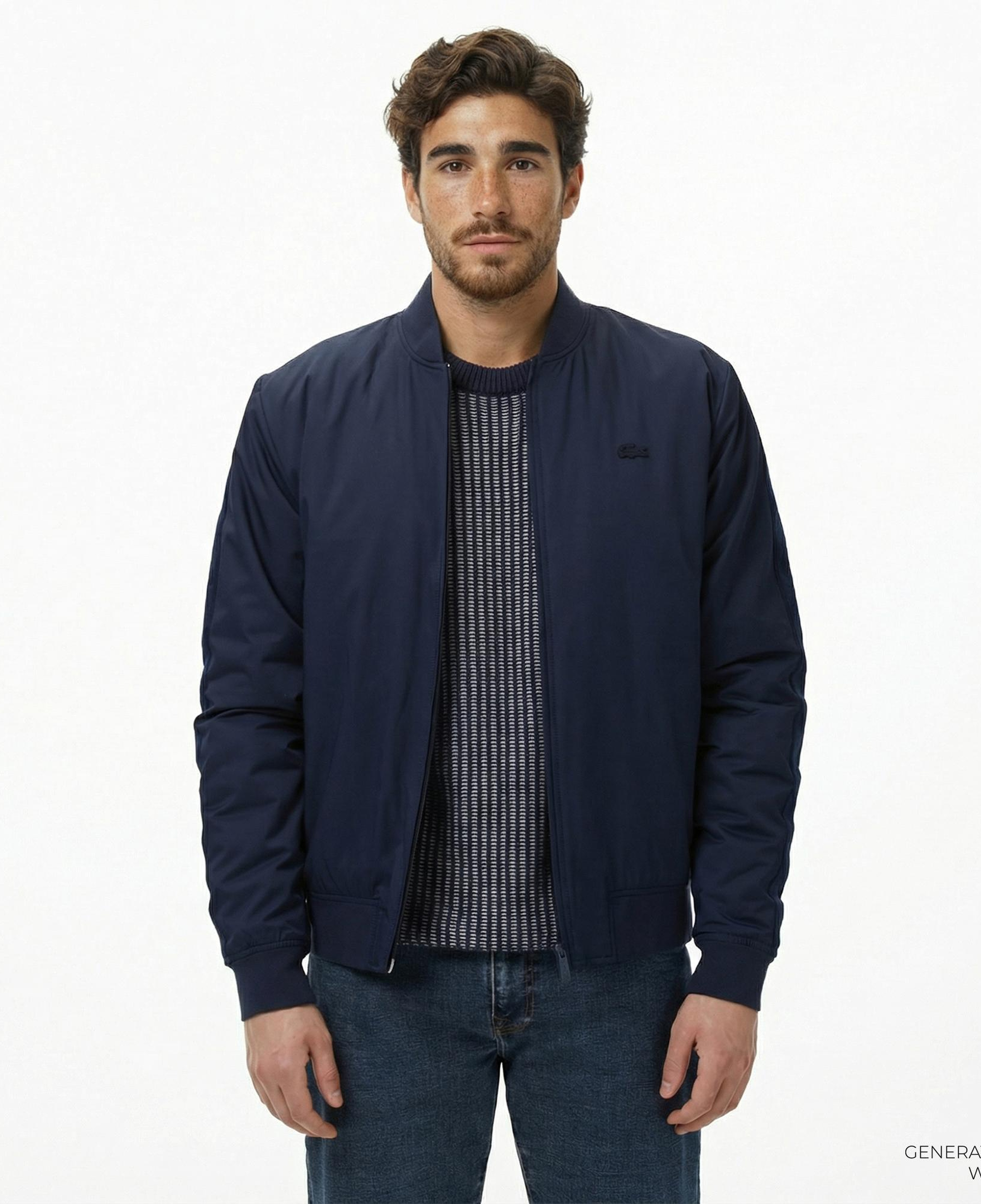 Lacoste Erkek Dik Yaka Lacivert Bomber Ceket