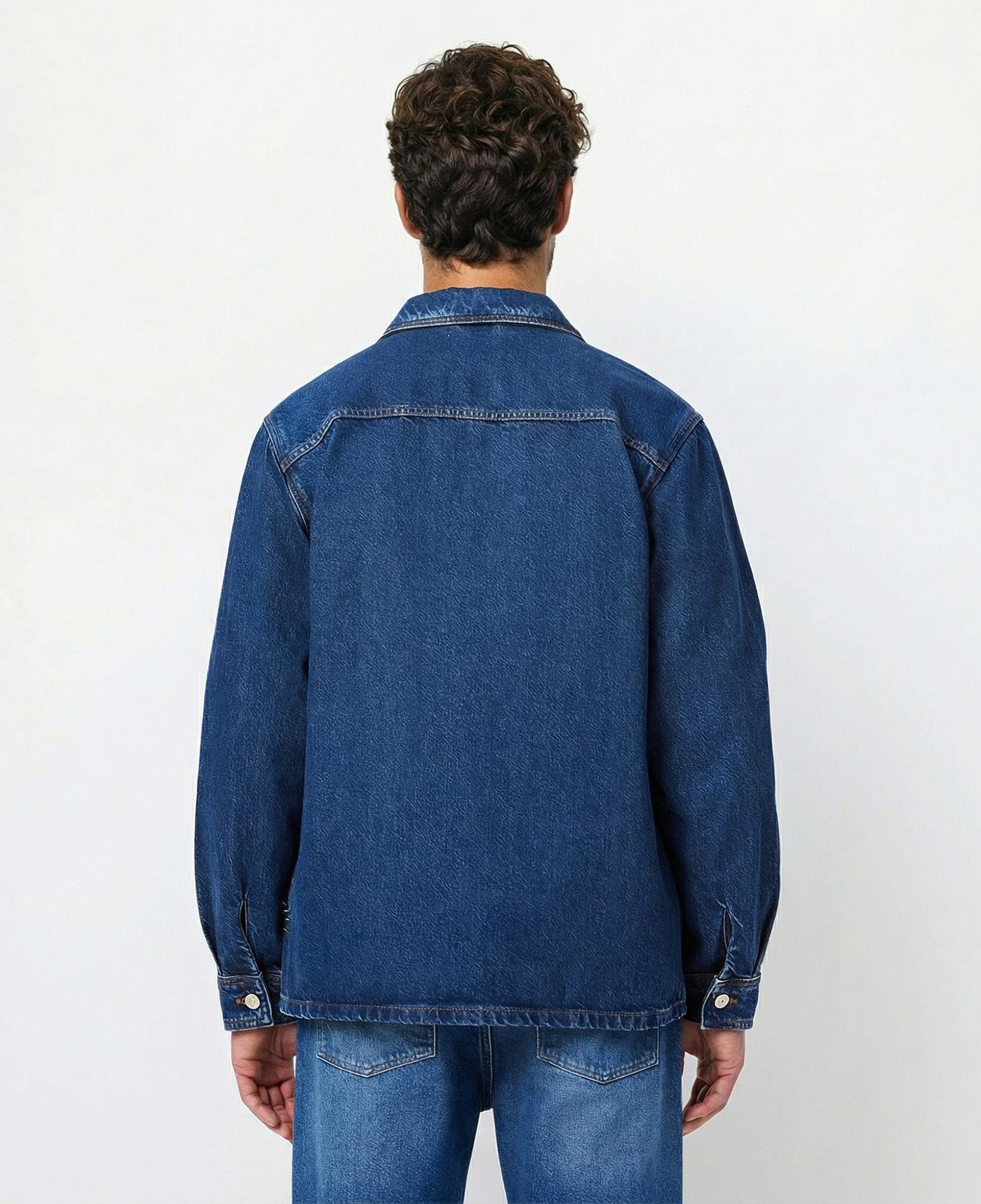 Lacoste Erkek Oversize Fit Gömlek Yaka Denim Koyu Mavi Ceket