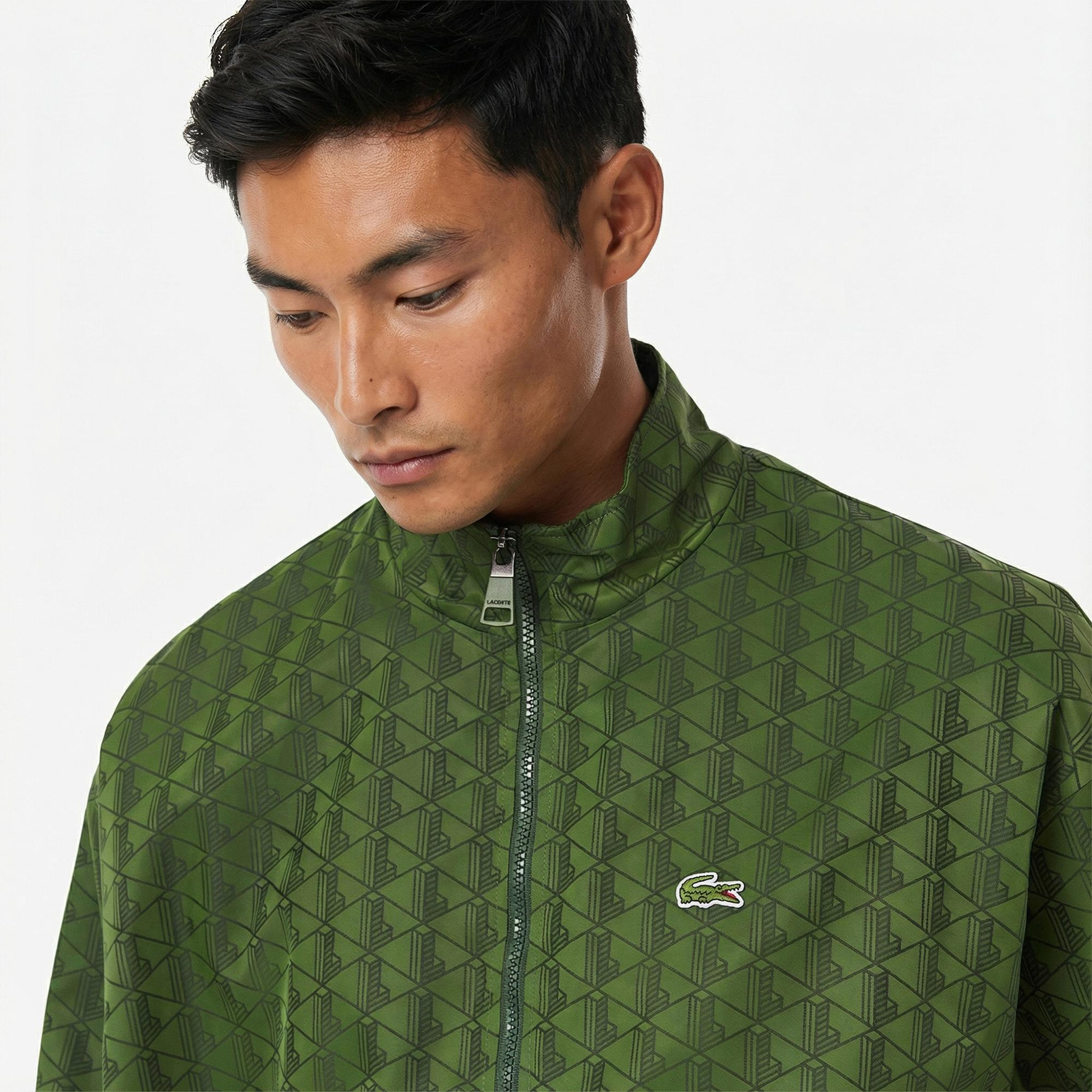 Lacoste Erkek Dik Yaka Monogram Yeşil Ceket