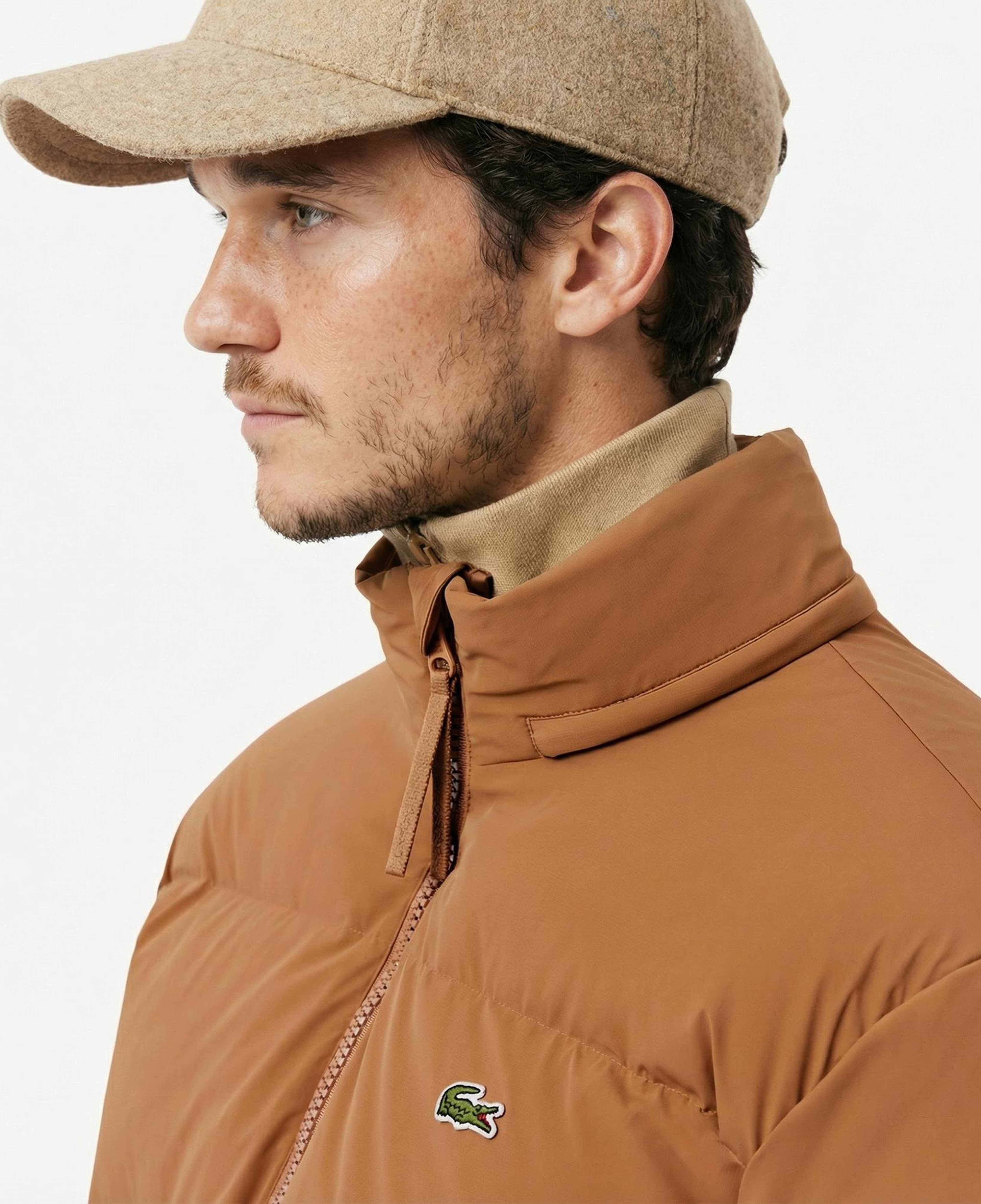 Lacoste Erkek Relaxed Fit Kapüşonlu Koyu Kahverengi Mont