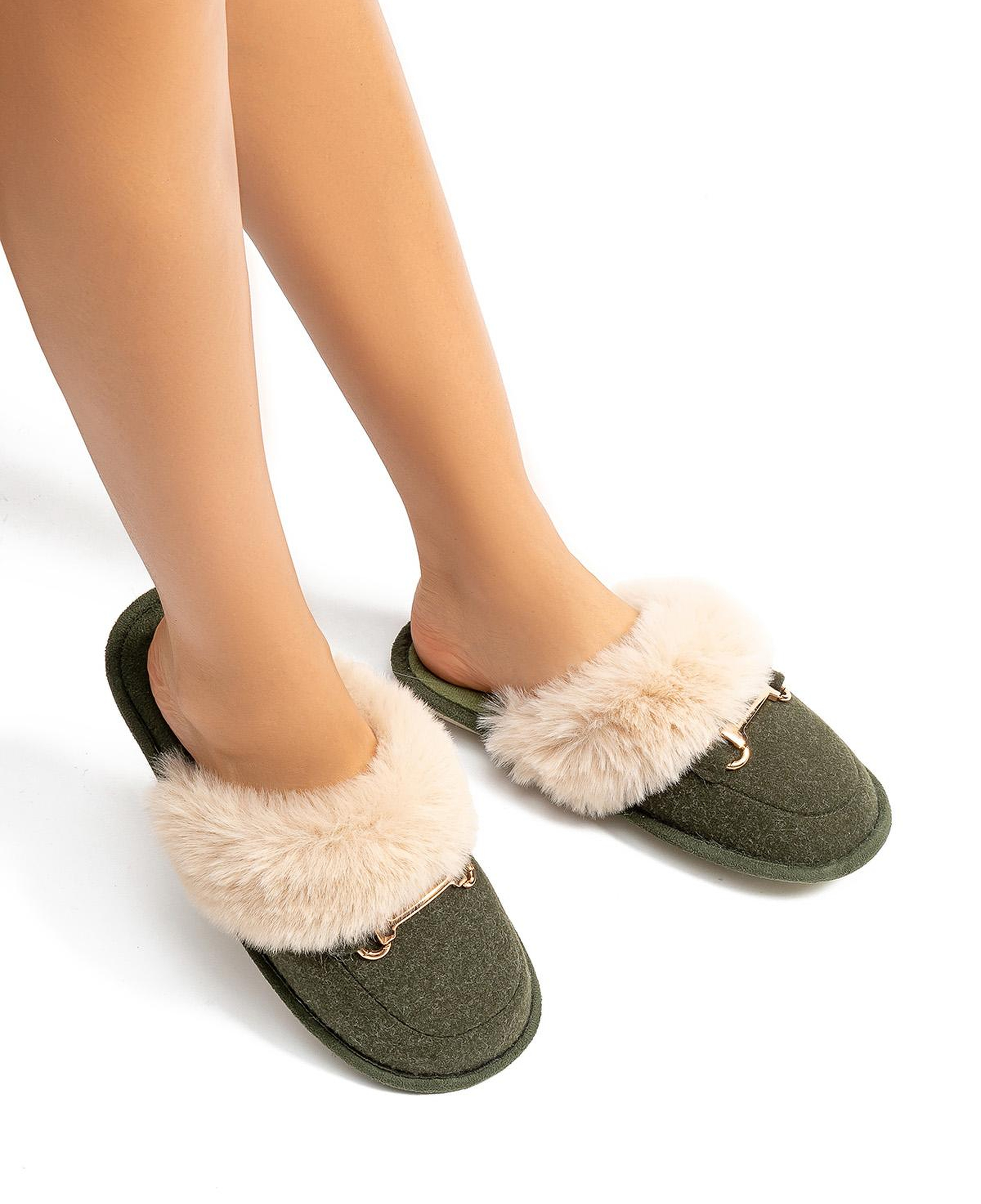 Ania Kadın Tokalı Ev Terliği Yeşil 36/41