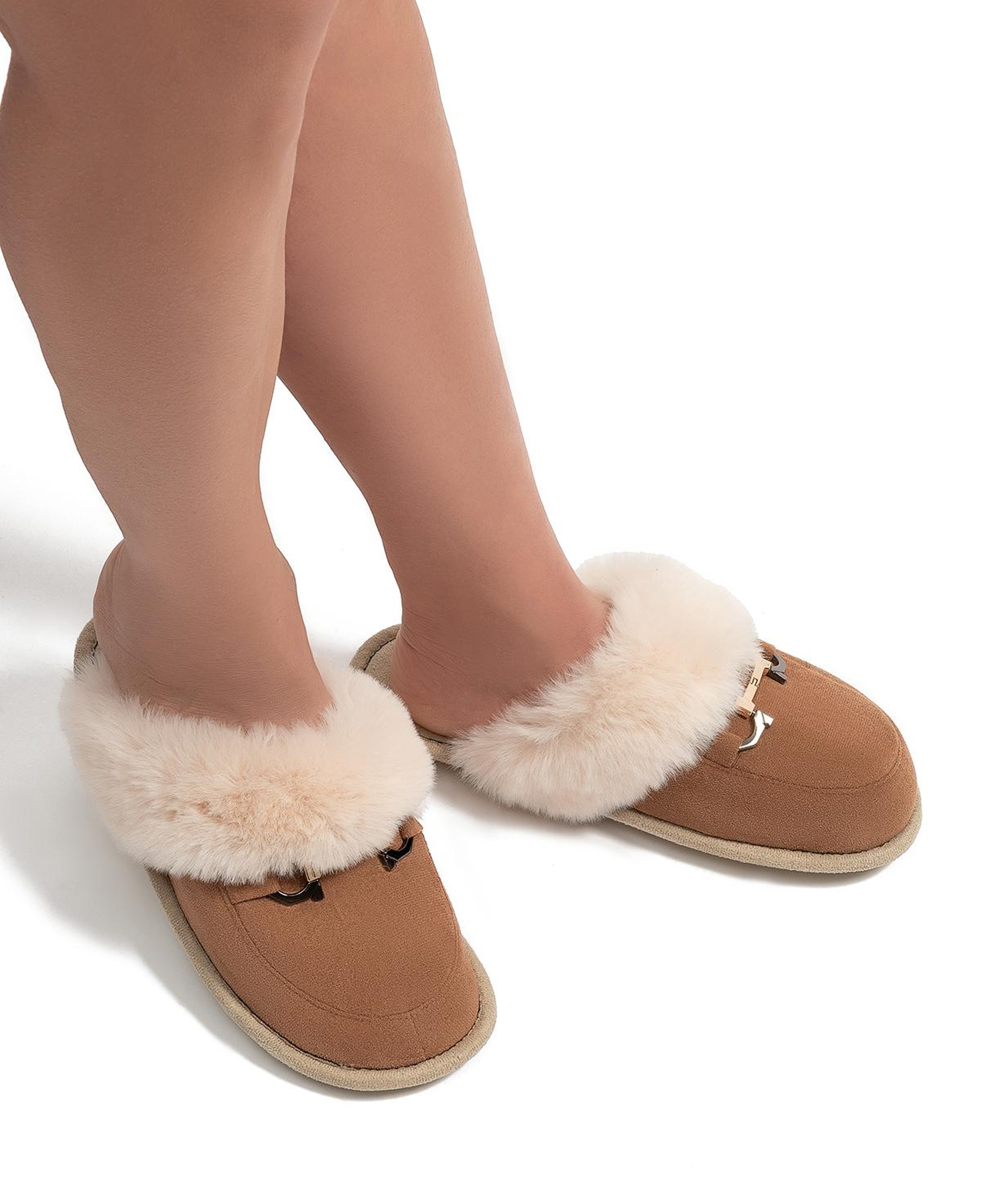 Ania Kadın Tokalı Ev Terliği Kahverengi 37/41