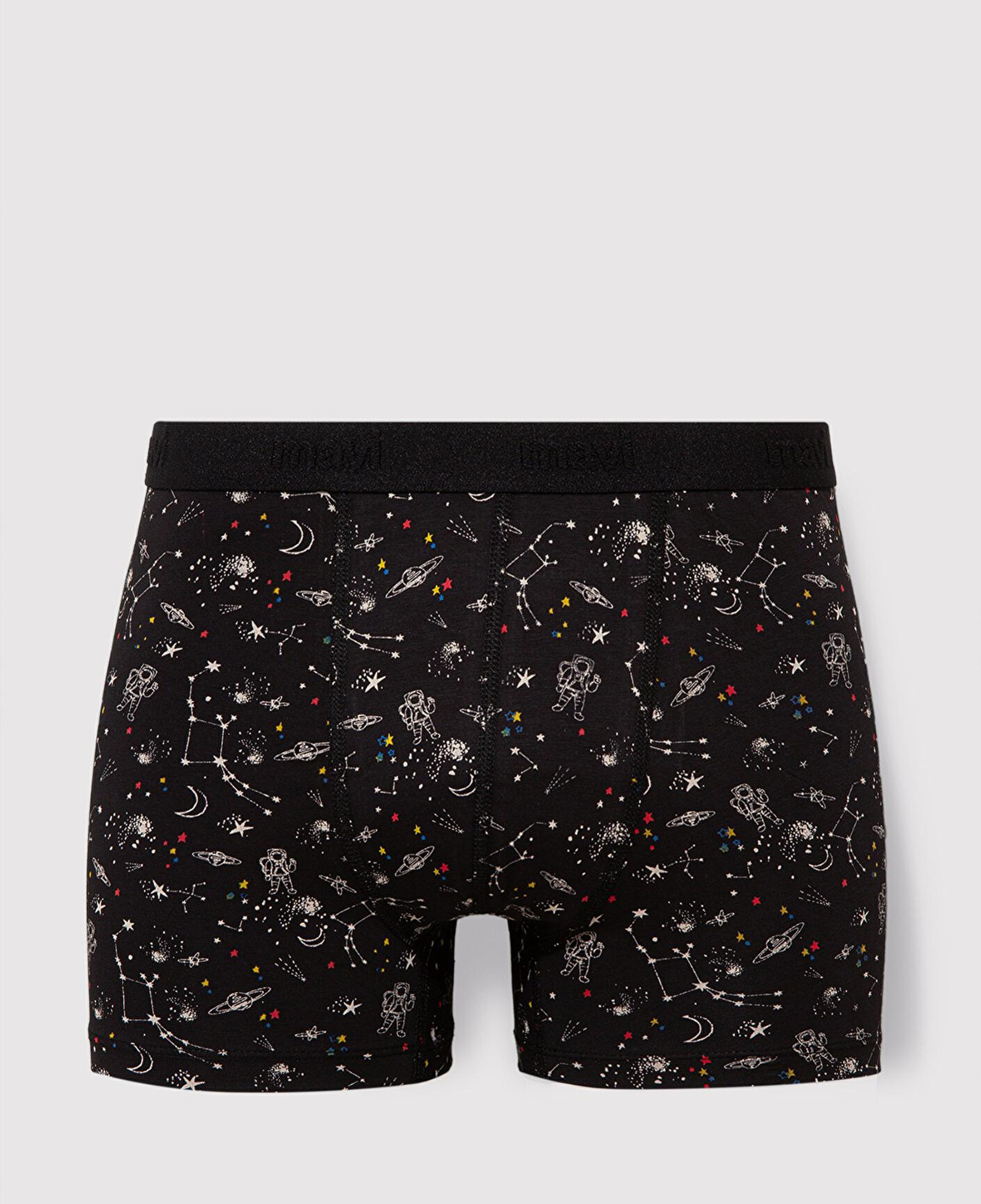 Mavi Galaksi Baskılı Siyah Boxer 092084-900