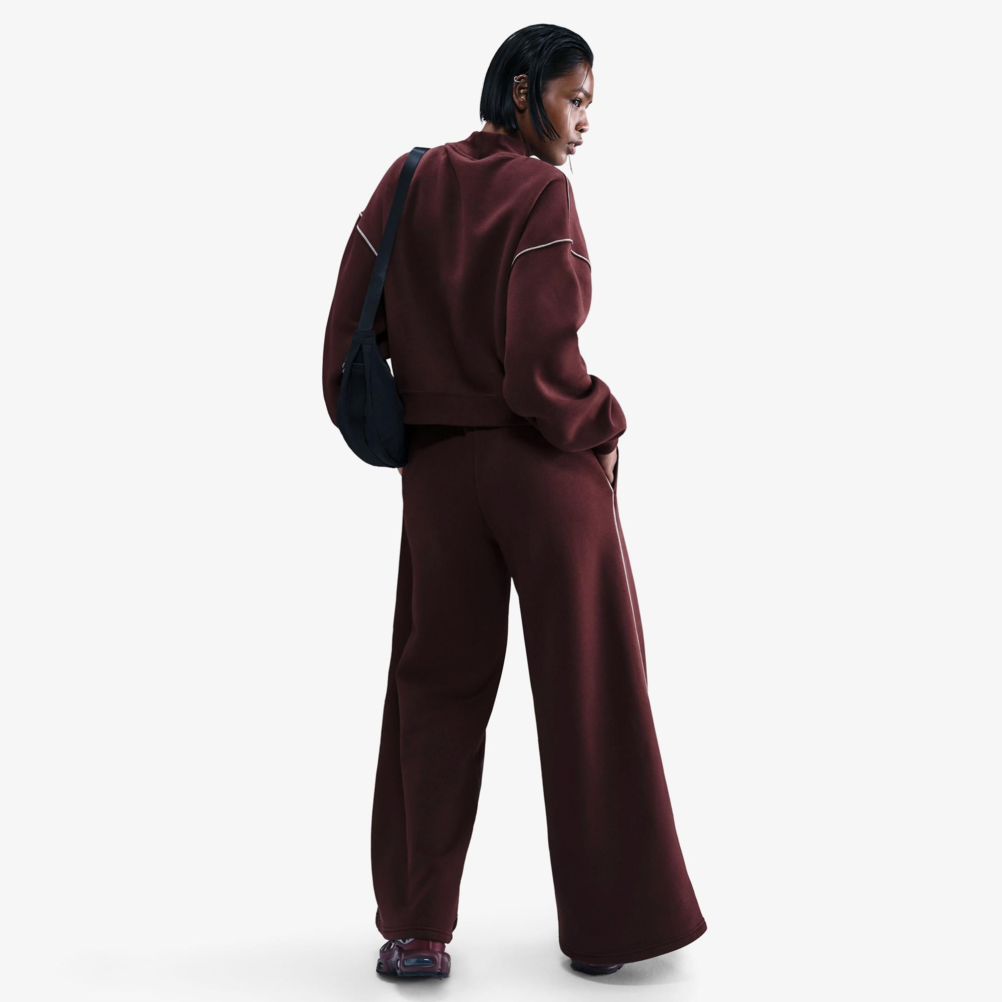 Nike Sportswear Phoenix Fleece Logo Kadın Bordo Eşofman Altı