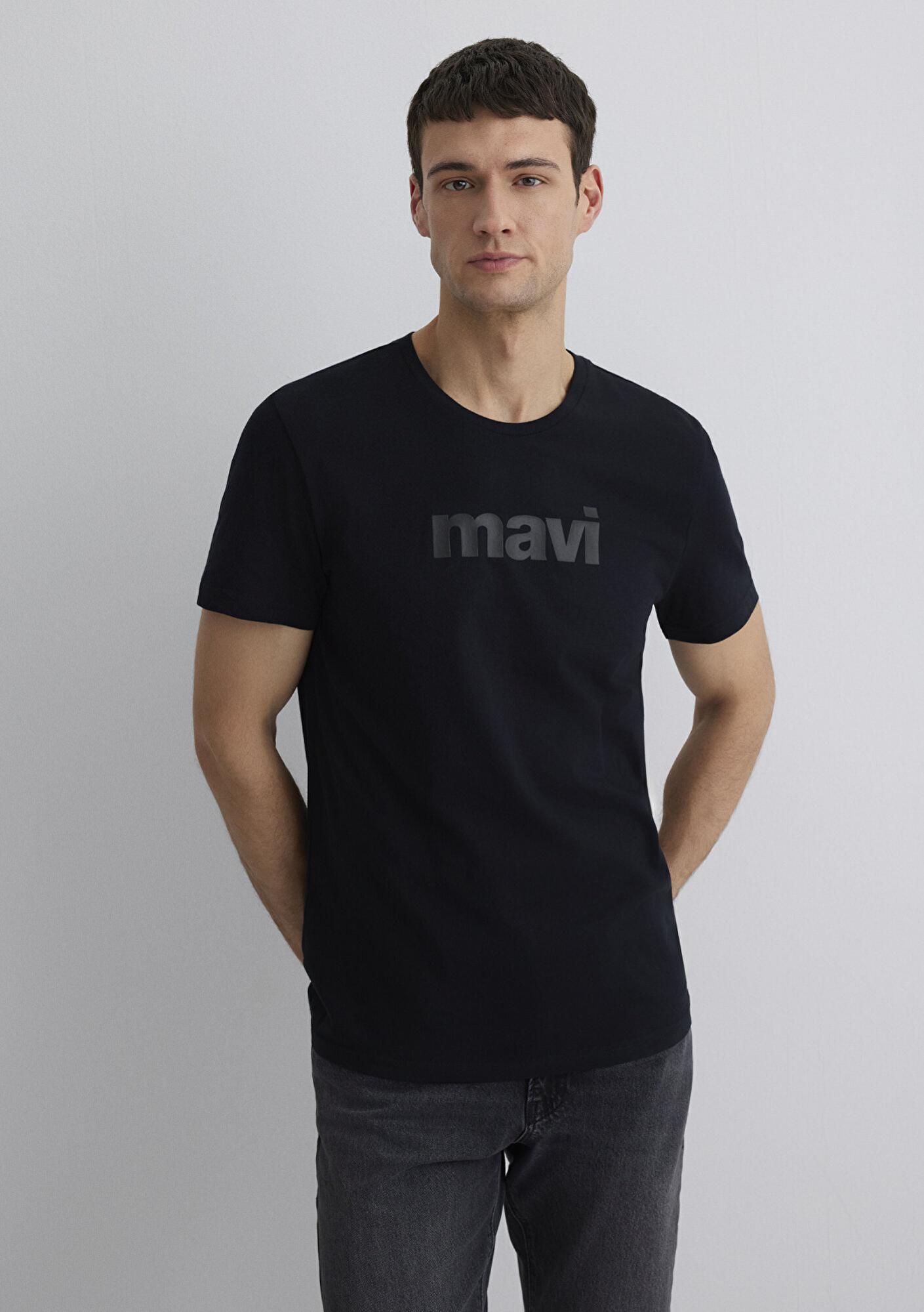 Mavi Mavi Logo Baskılı Siyah Tişört Slim Fit / Dar Kesim 065199-900