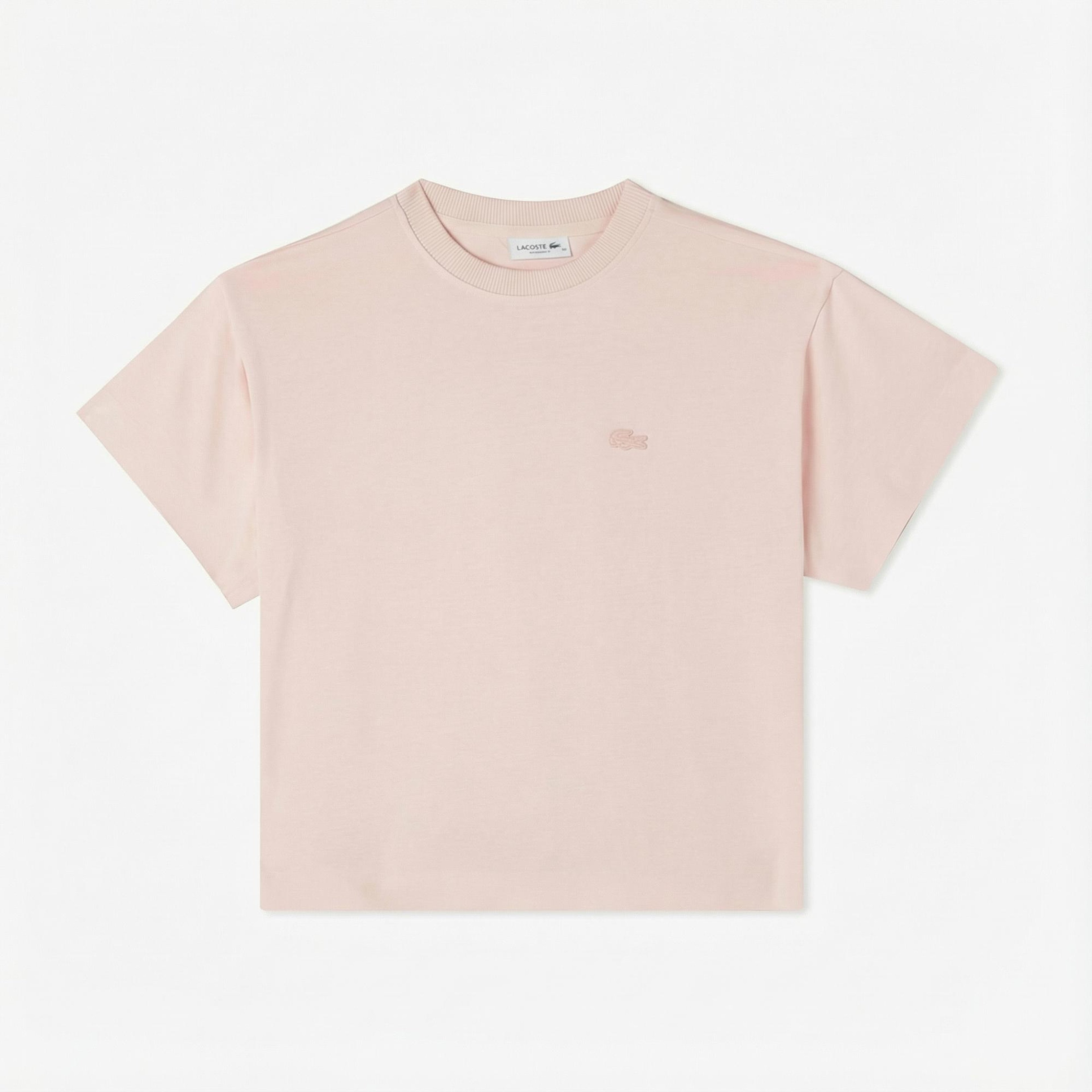Lacoste Kadın Loose Fit Bisiklet Yaka Pembe T-Shirt