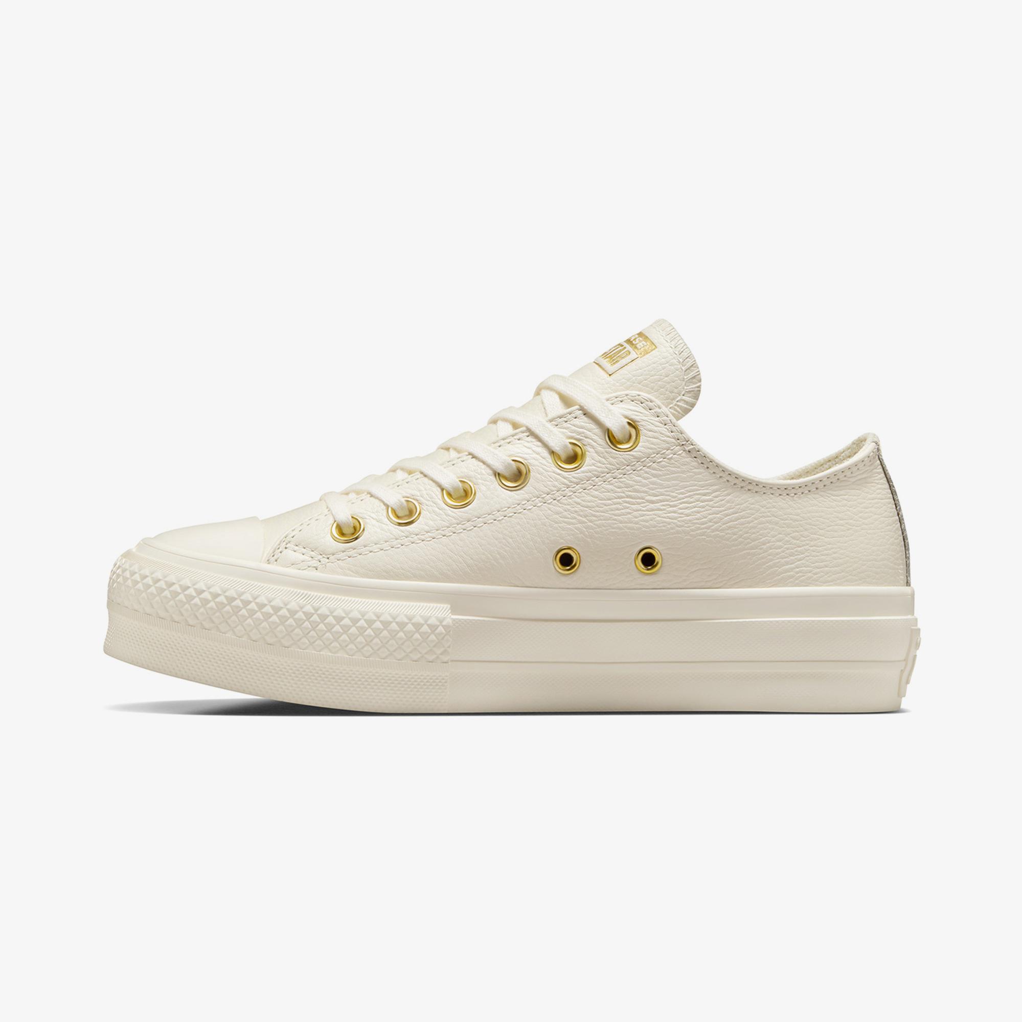 Converse Chuck Taylor All Star Lift Unisex Krem Deri Platform Sneaker