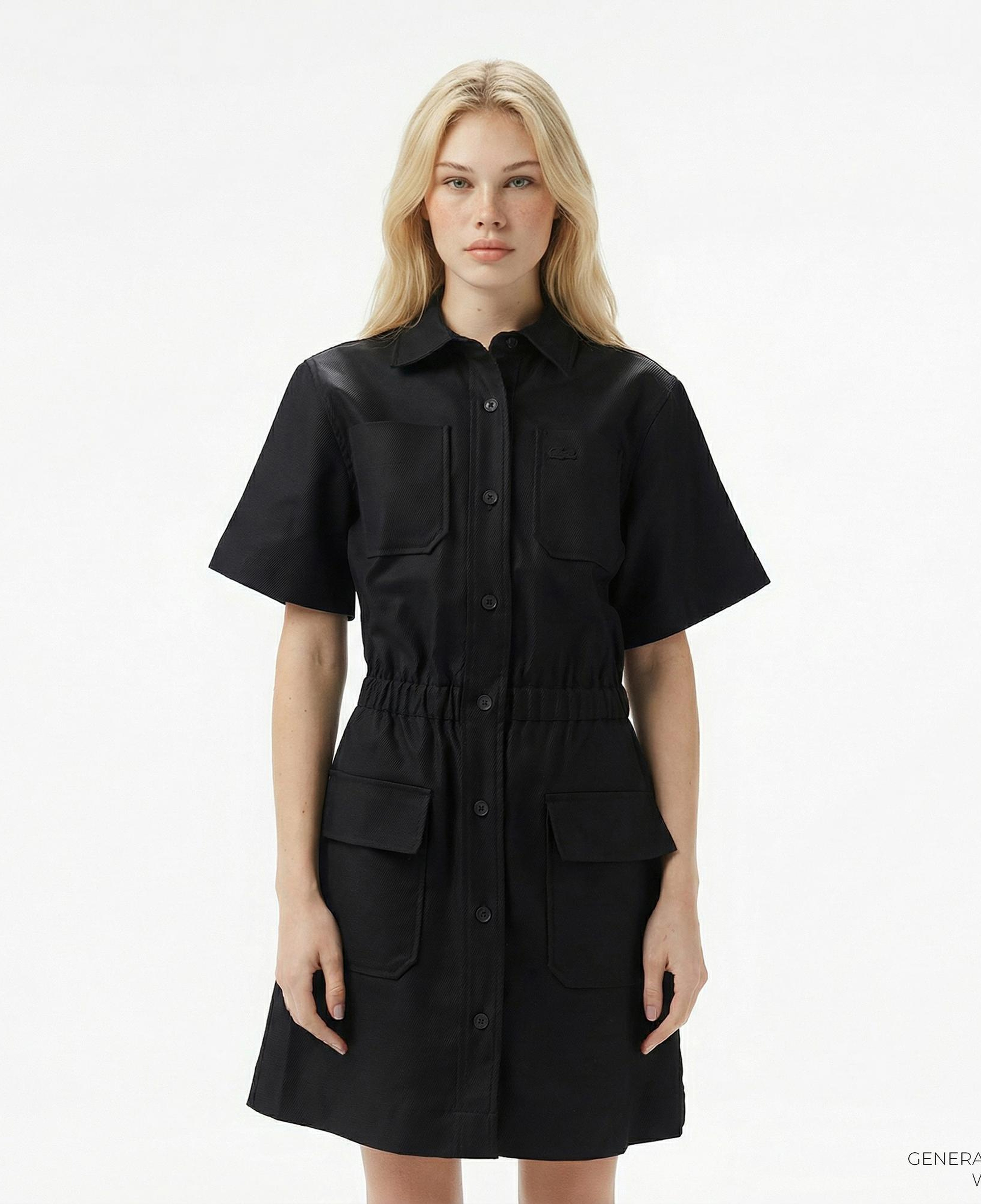 Lacoste Kadın Classic Fit Kısa Kollu Siyah Elbise