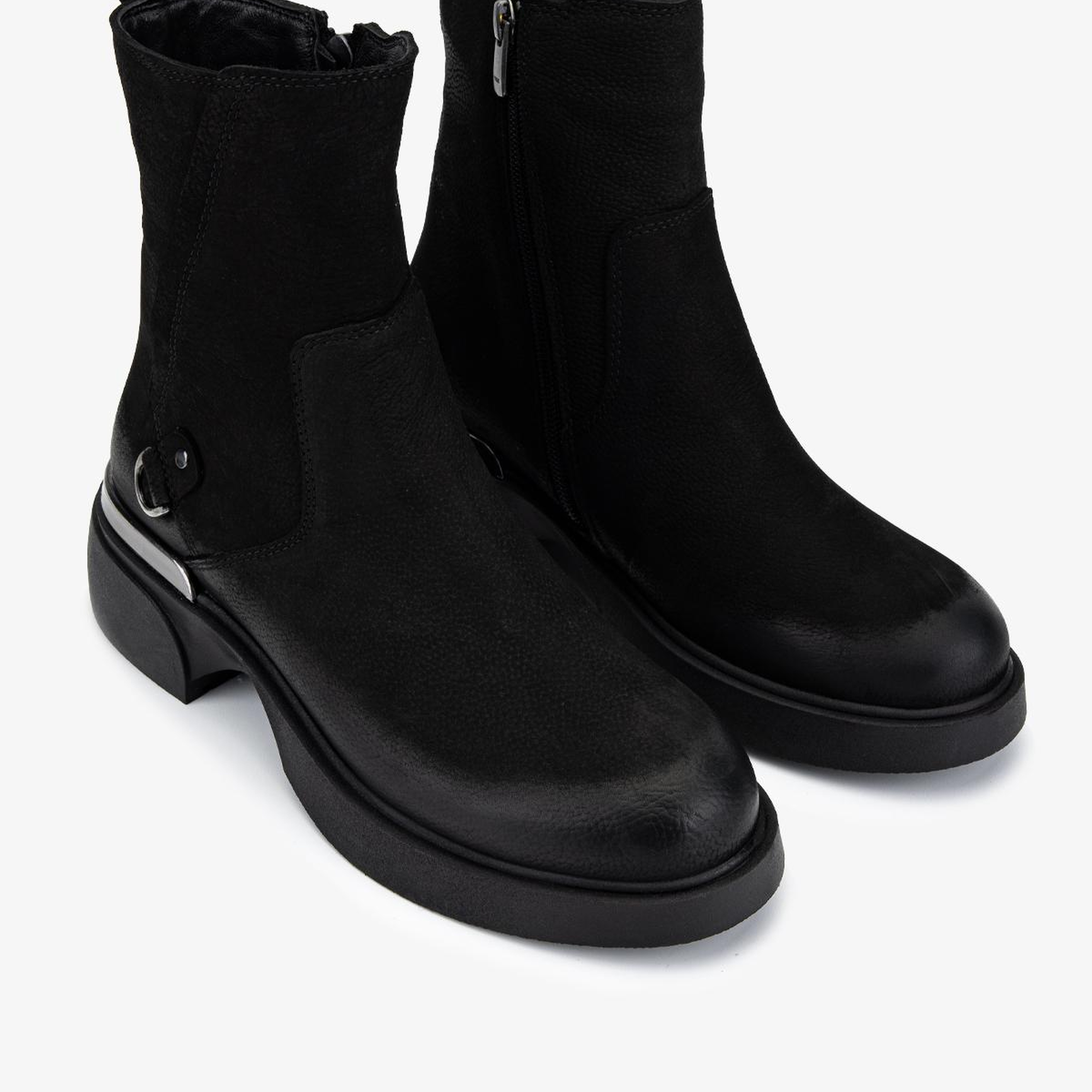 Valmenti Kadın Hakiki Deri Siyah Nubuk Düz Bot