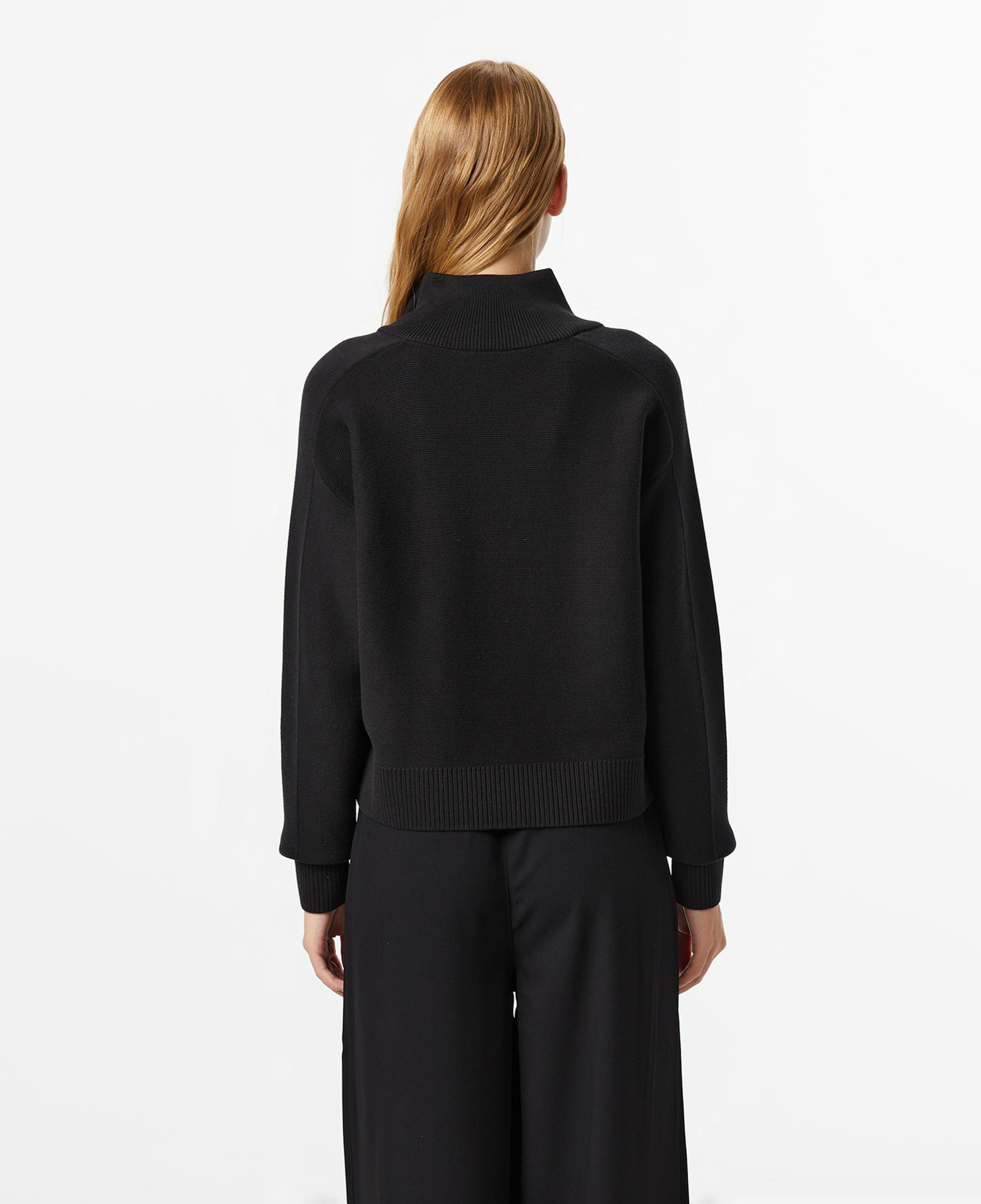 Lacoste Kadın Classic Fit Yarım Fermuarlı Siyah Kazak