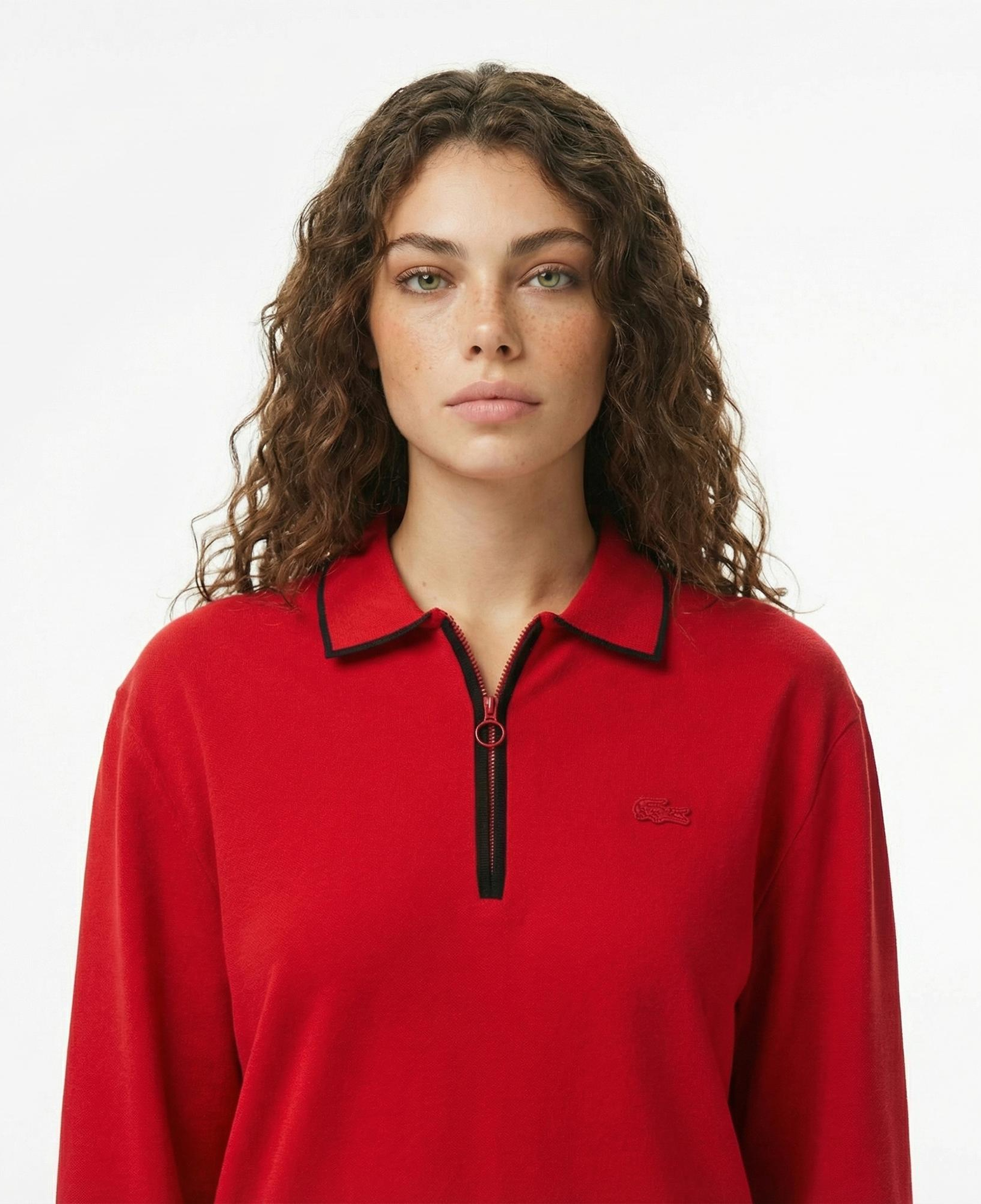 Lacoste Kadın Regular Fit Polo Yaka Kırmızı Kazak