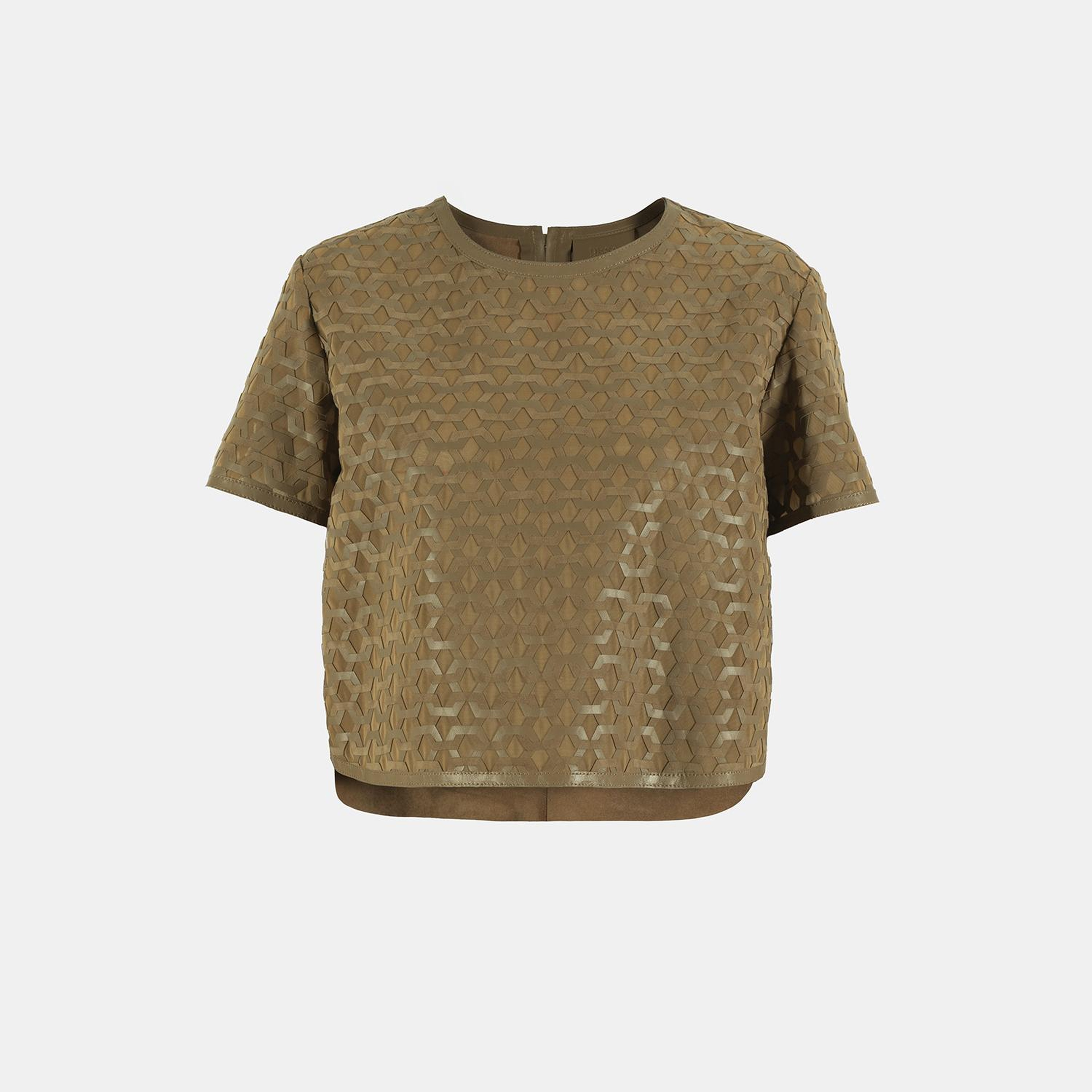 Kadın Taba Deri Detaylı Bluz