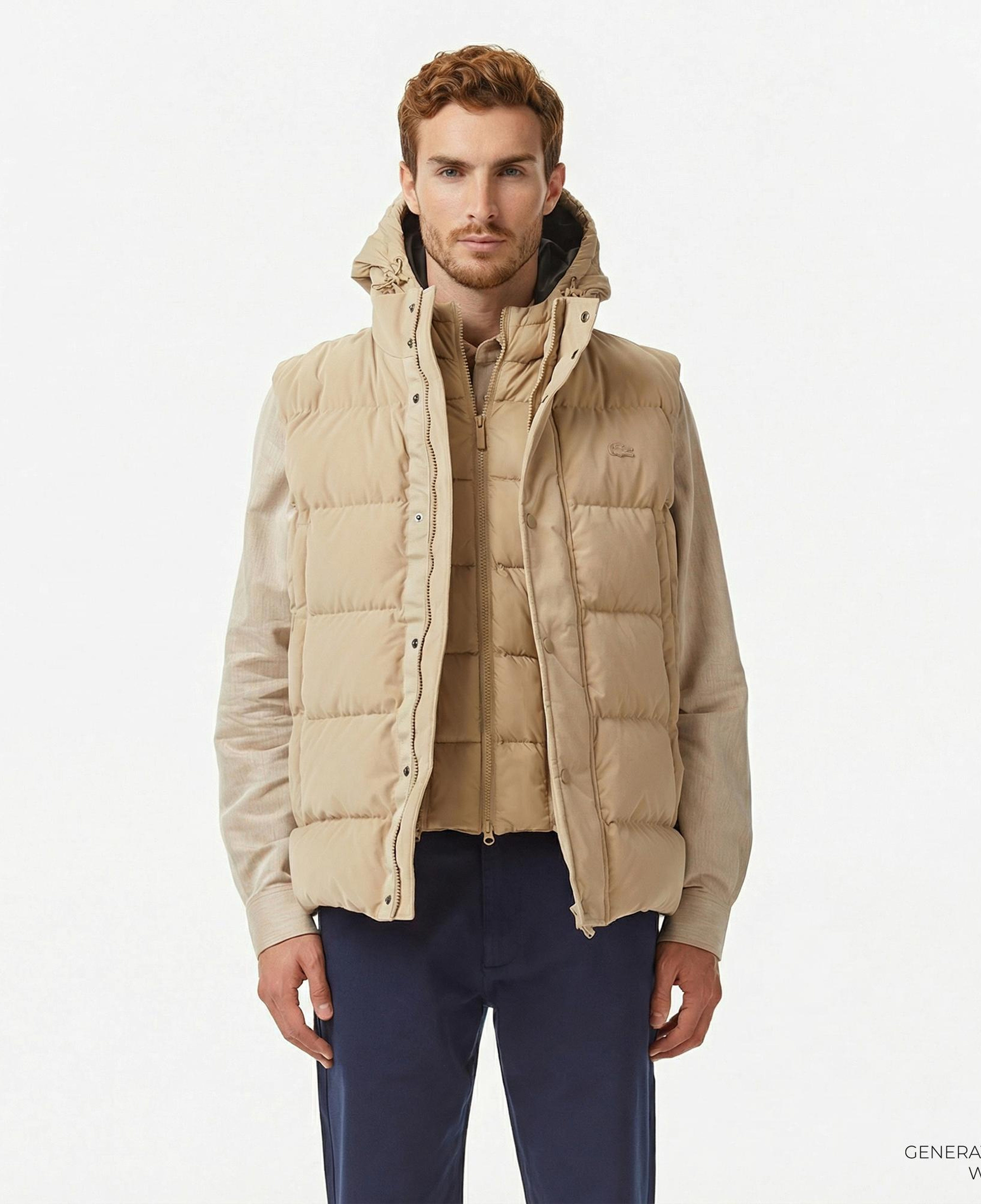 Lacoste Erkek Kapüşonlu Açık Kahverengi Yelek