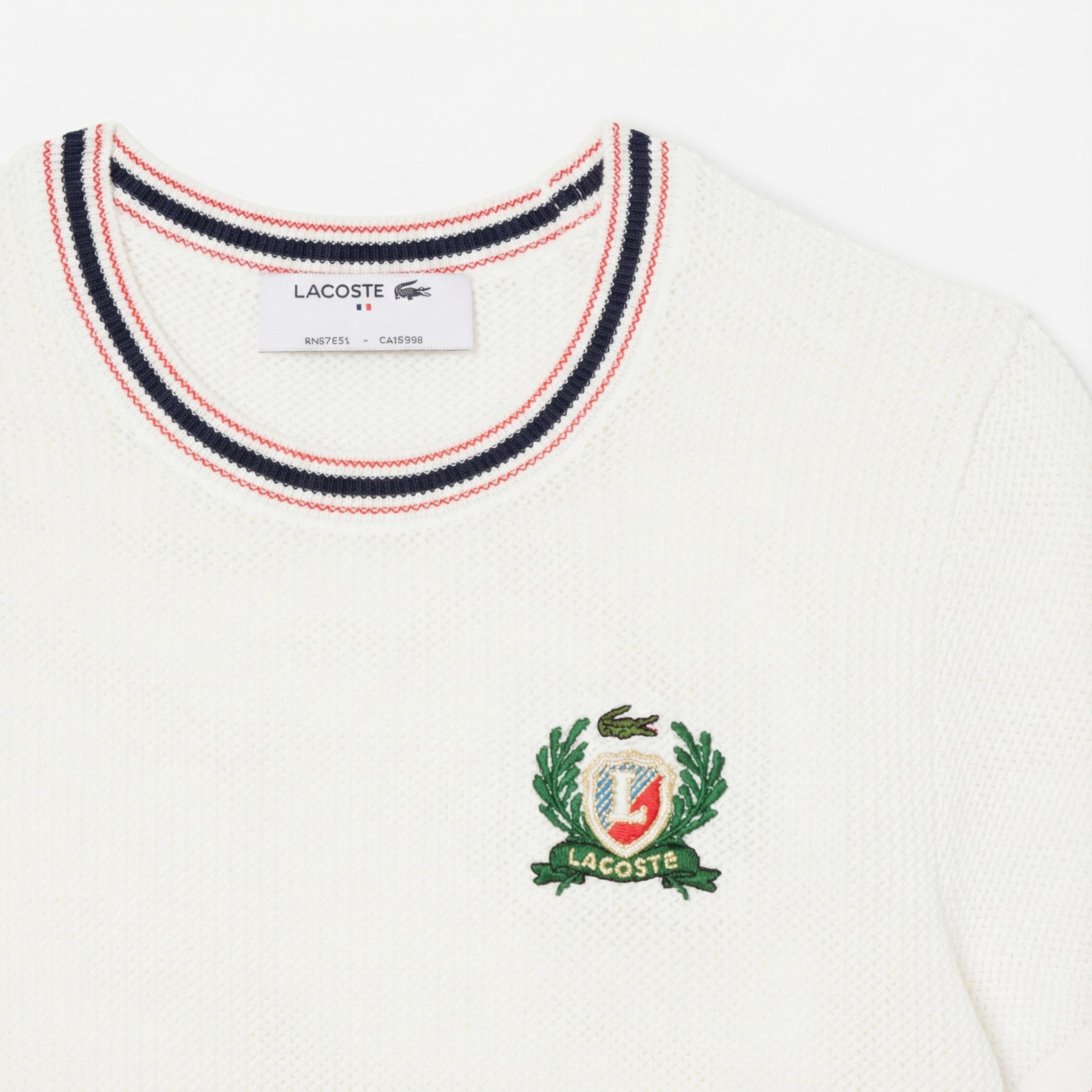 Lacoste Kadın Regular Fit Kısa Kollu Bisiklet Yaka Beyaz Triko