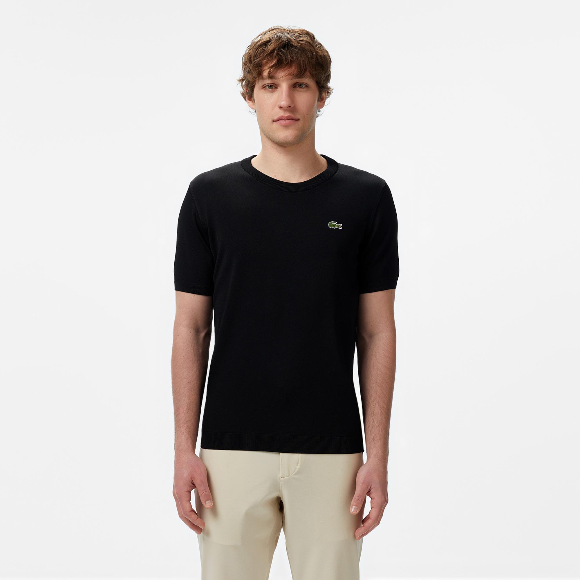 Lacoste Erkek Regular Fit Kısa Kollu Bisiklet Yaka Siyah Triko