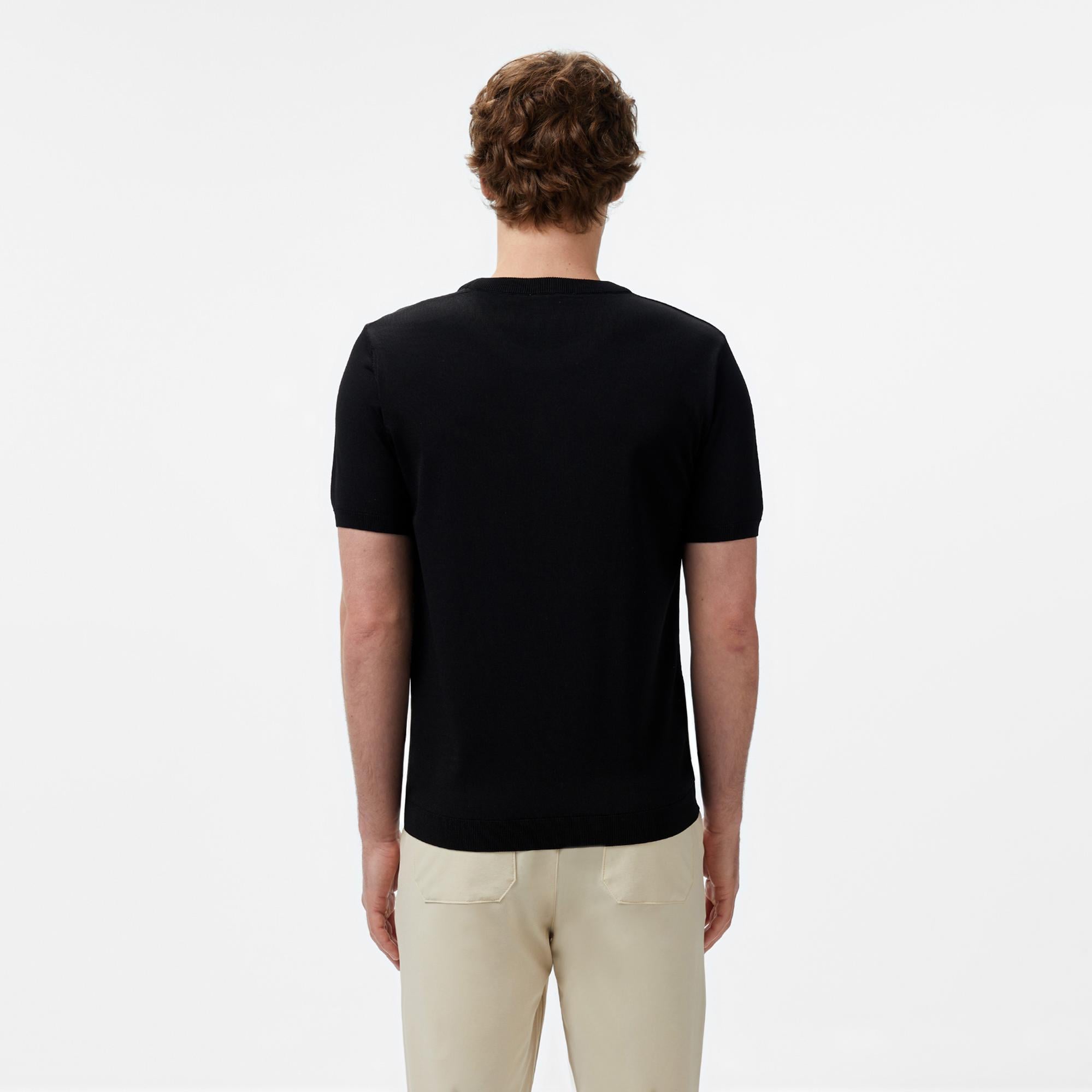 Lacoste Erkek Regular Fit Kısa Kollu Bisiklet Yaka Siyah Triko