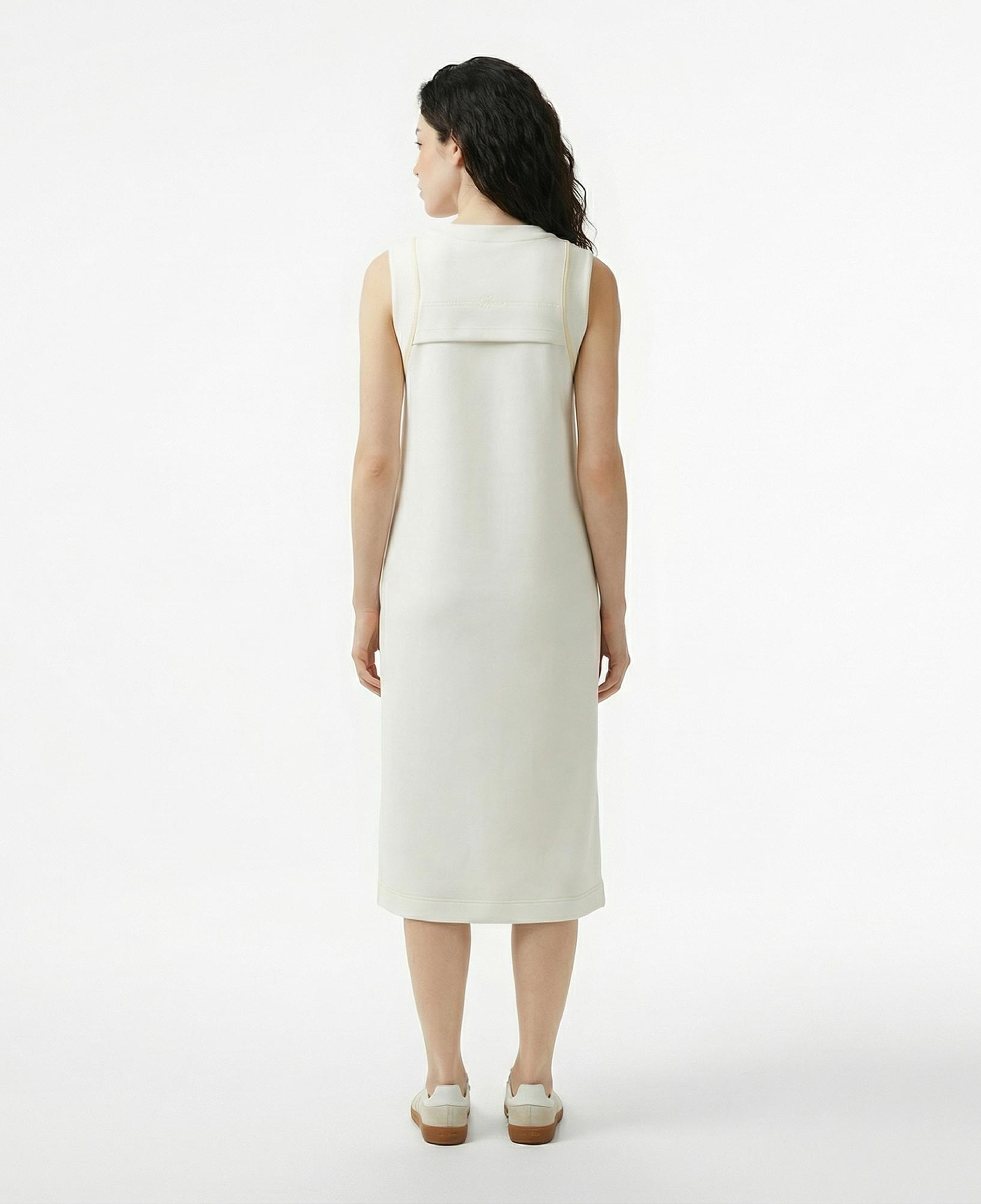 Lacoste Kadın Relaxed Fit Kolsuz Bisiklet Yaka Beyaz Elbise